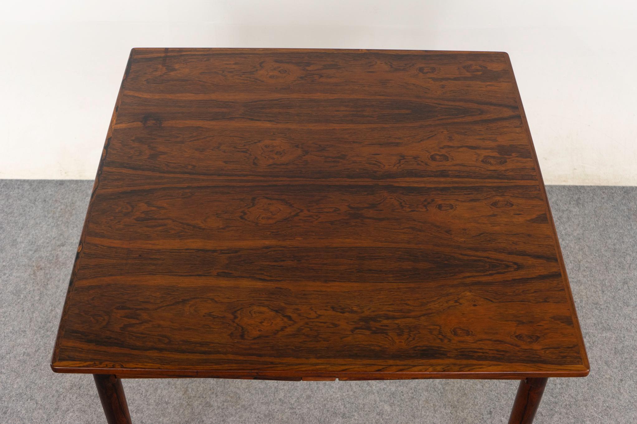 Danish Mid-Century Square Rosewood Draw Leaf Dining Table In Good Condition In VANCOUVER, CA