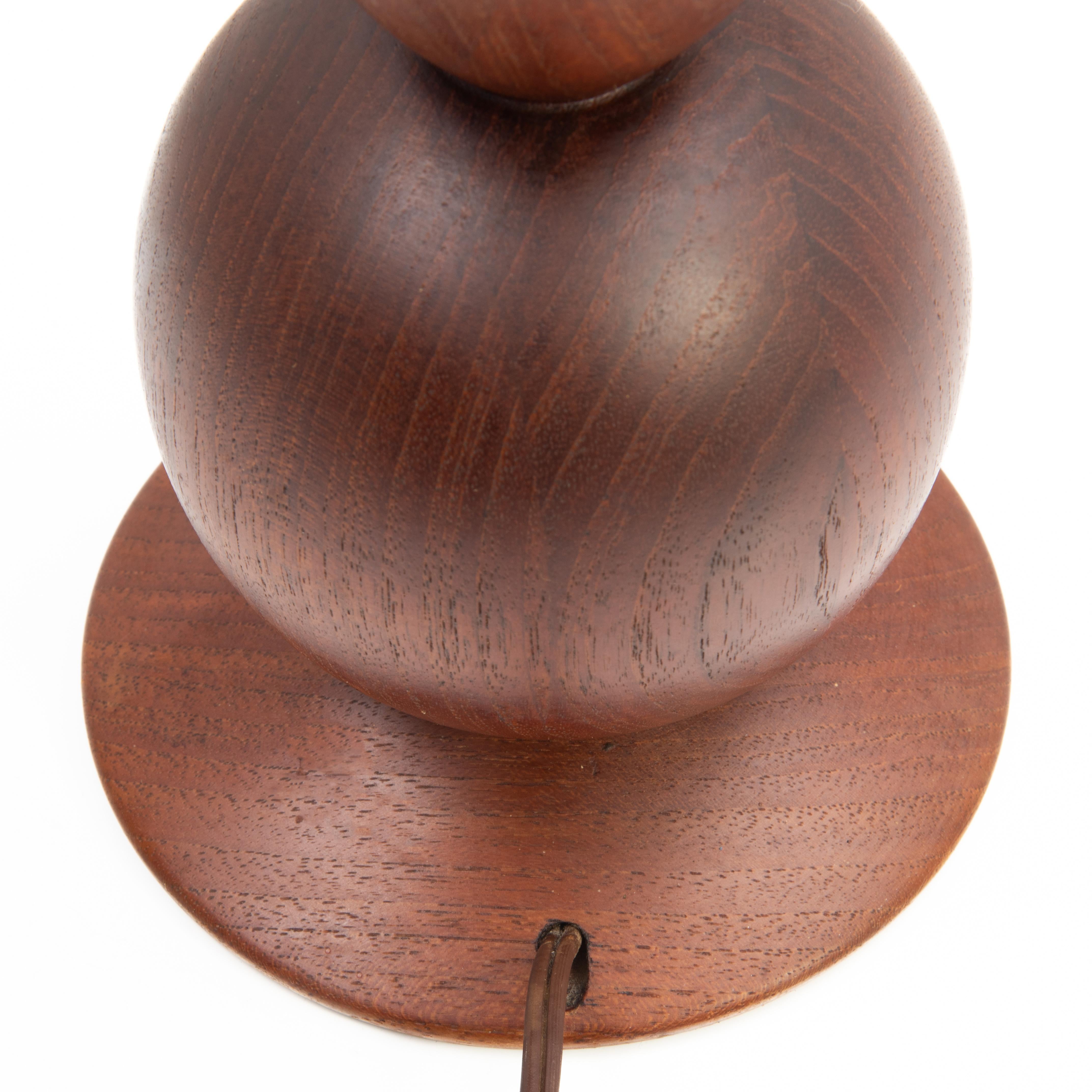 Danish Mid Century Staved Teak Wood Sculptural Table Lamp 1970s ESA For Sale 4