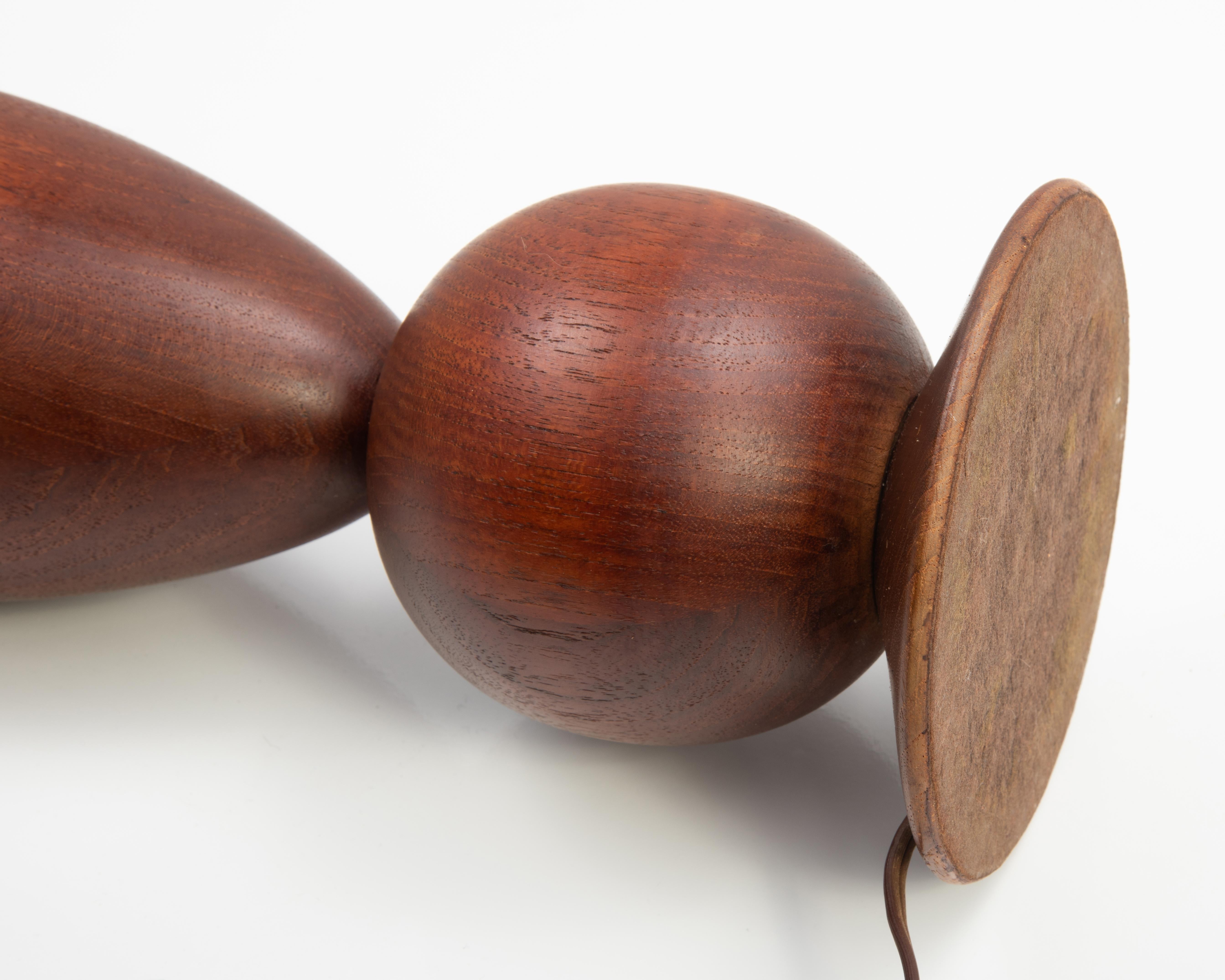 Danish Mid Century Staved Teak Wood Sculptural Table Lamp 1970s ESA For Sale 6