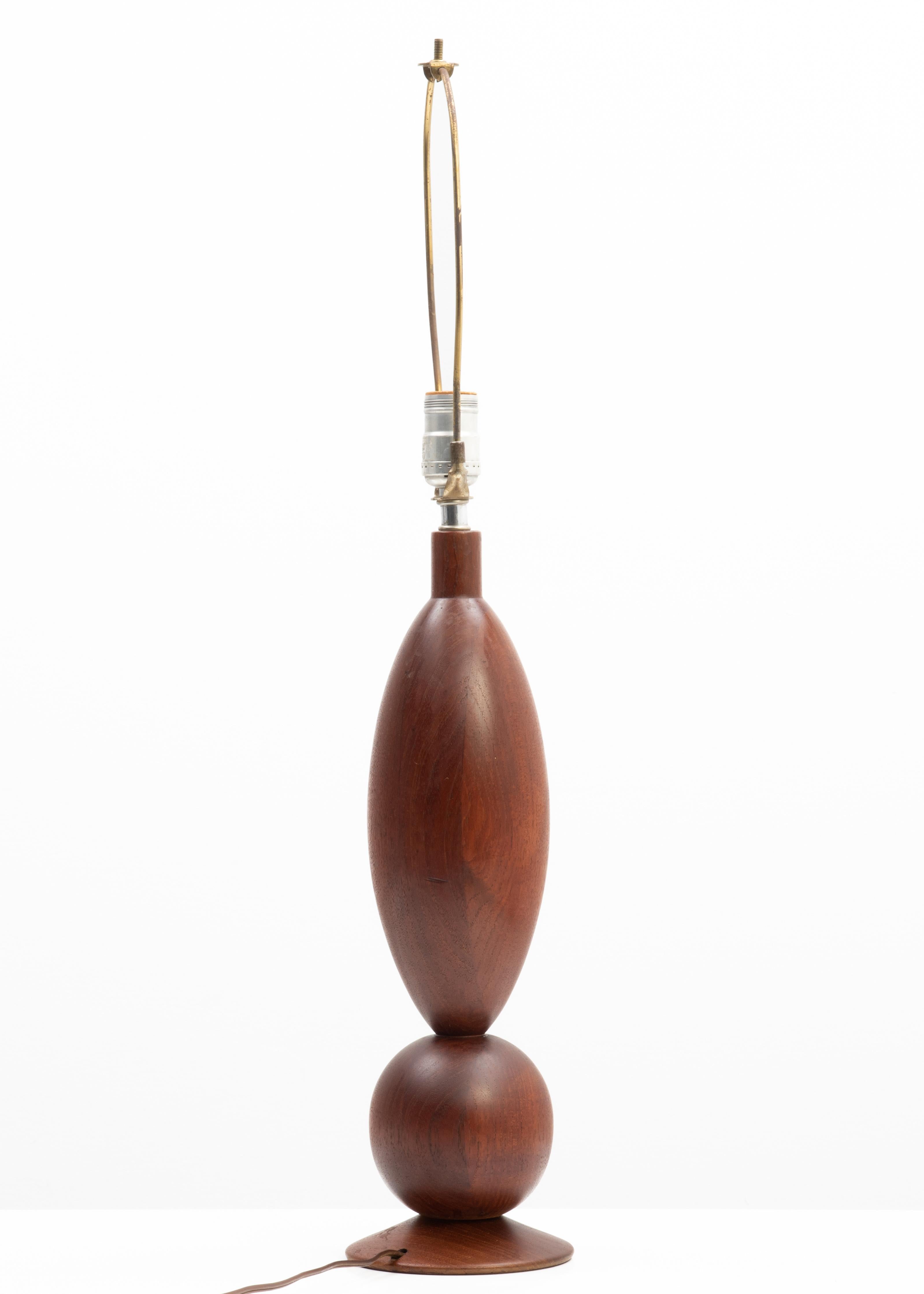Mid-Century Modern Danish Mid Century Staved Teak Wood Sculptural Table Lamp 1970s ESA For Sale