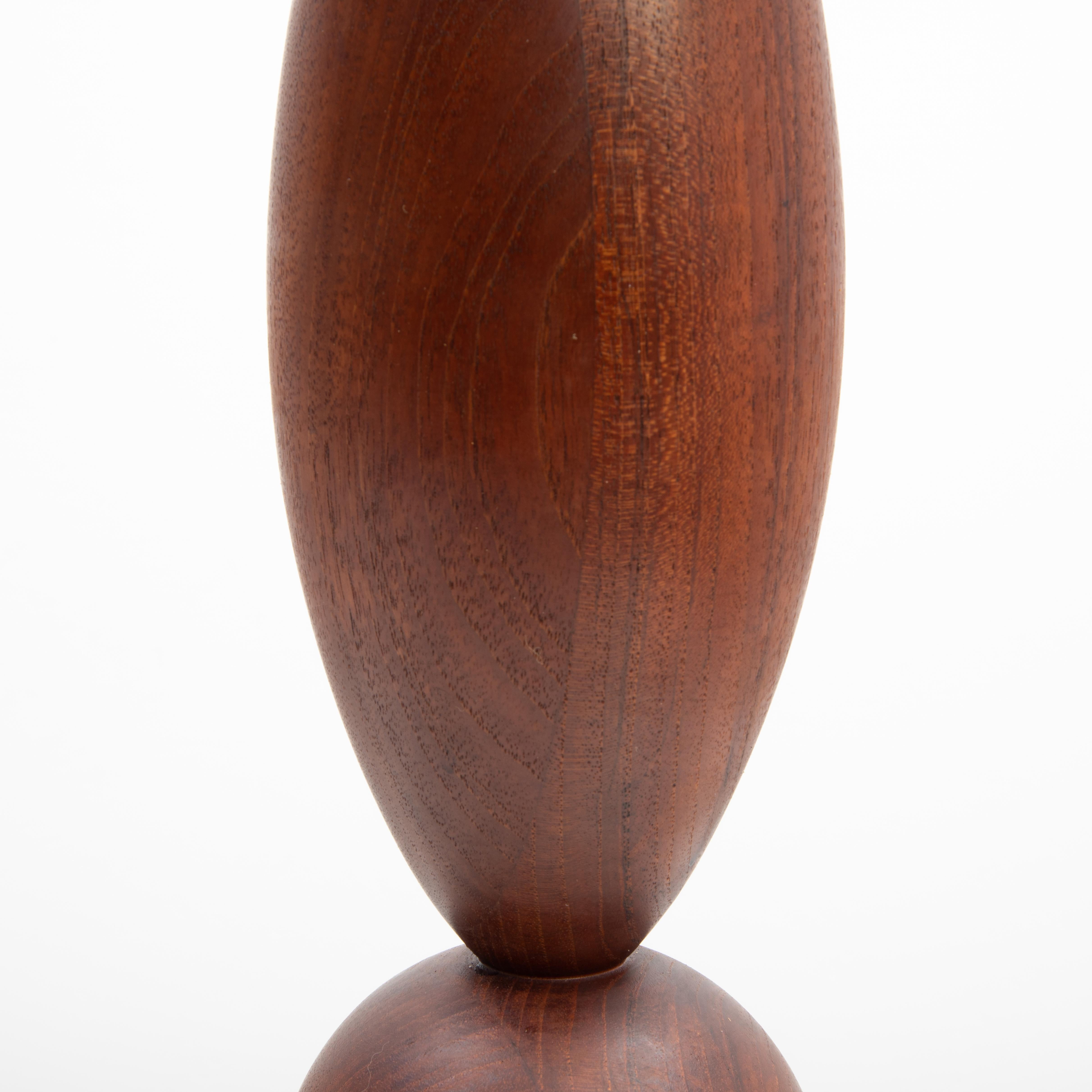 Danish Mid Century Staved Teak Wood Sculptural Table Lamp 1970s ESA For Sale 2