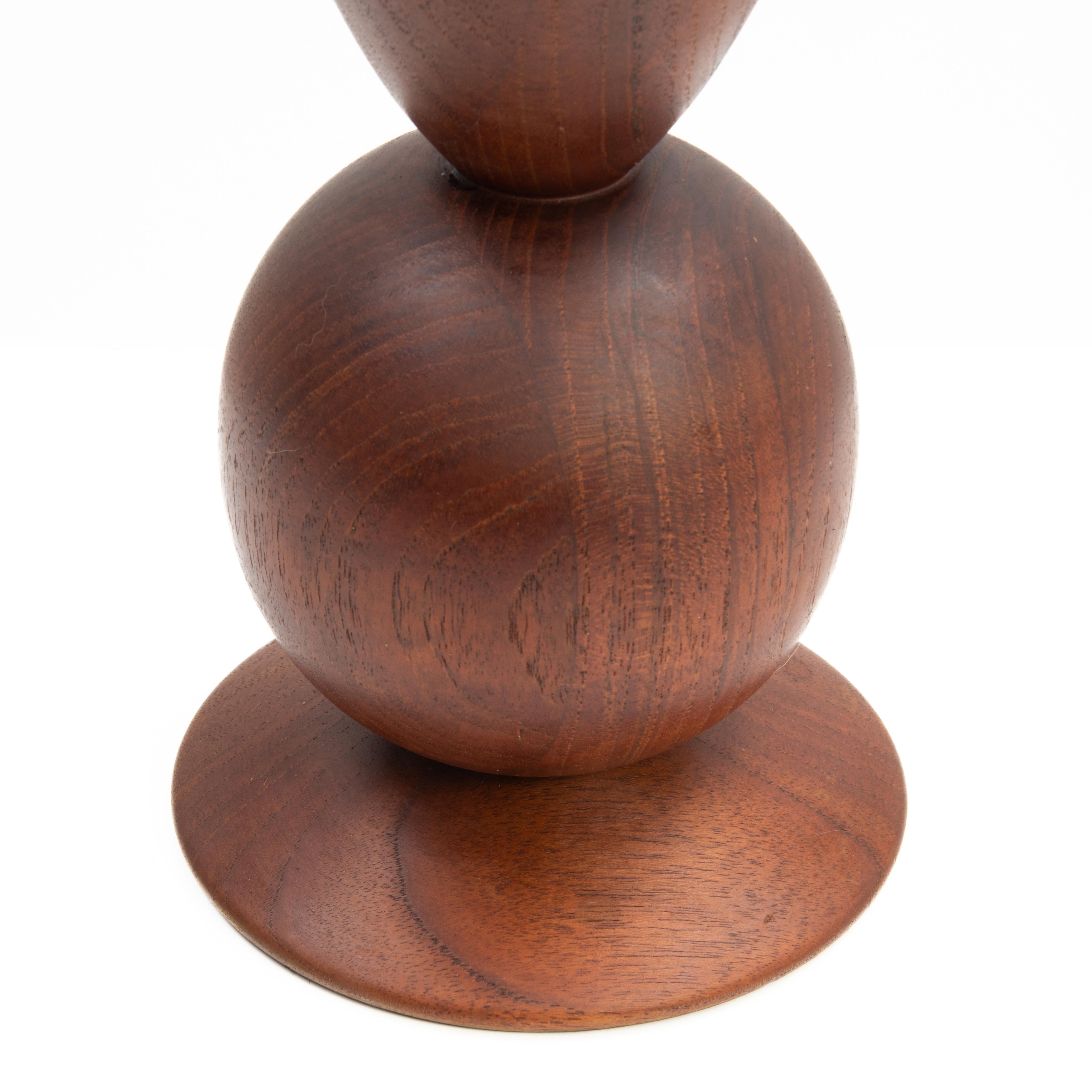 Danish Mid Century Staved Teak Wood Sculptural Table Lamp 1970s ESA For Sale 3