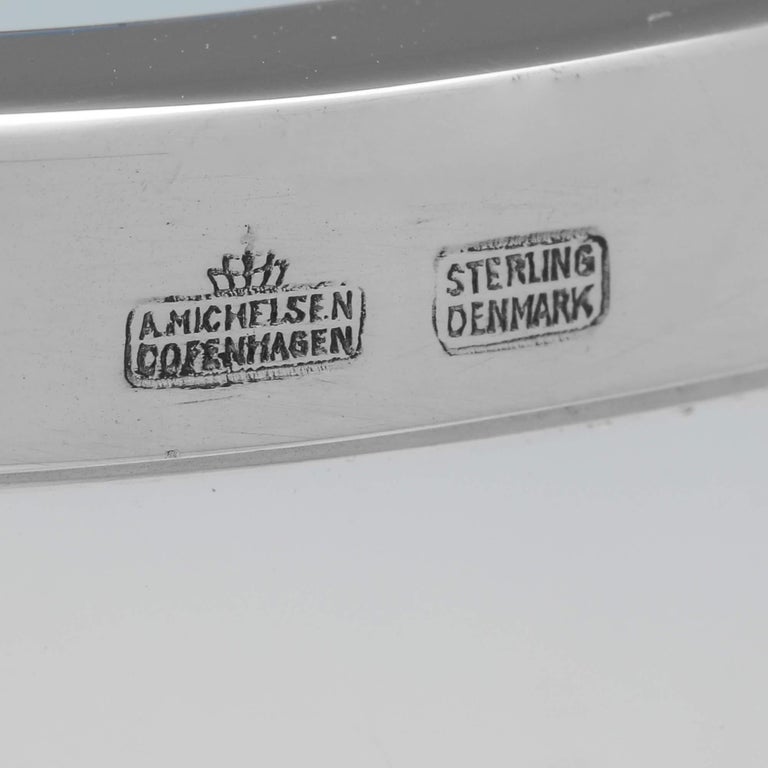 Danish Midcentury Sterling Silver and Glass Cocktail Jug and Spoon, Michelson 1960 For Sale at