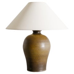 Dänische Steingut-Keramik-Schreibtischlampe aus der Mitte des Jahrhunderts in grüner Glasur, 1960er Jahre