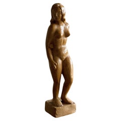 Danish Mid-Century Stoneware Sculpture of a Posing Woman, Anonymous, c. 1970s