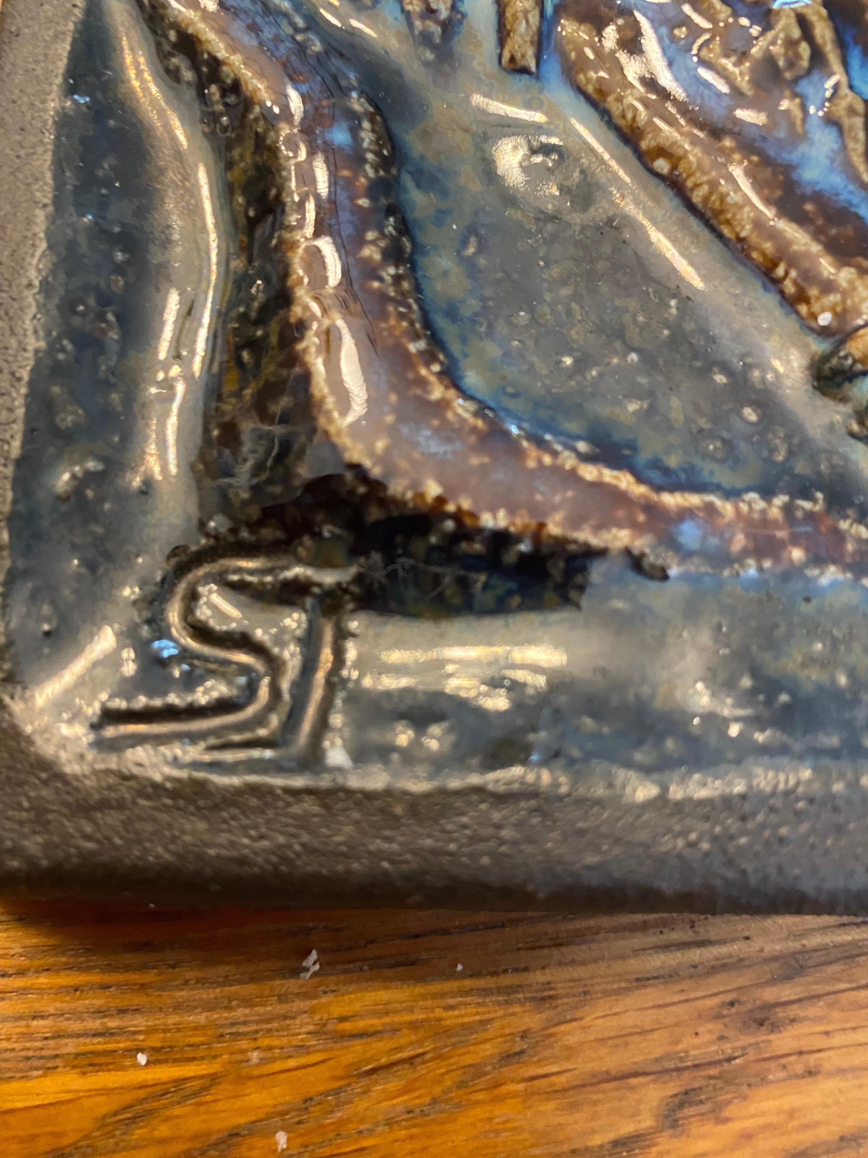 Dänische Wandtafel aus Steingut aus der Jahrhundertmitte von for Soholm Pottery Dänemark im Angebot 3