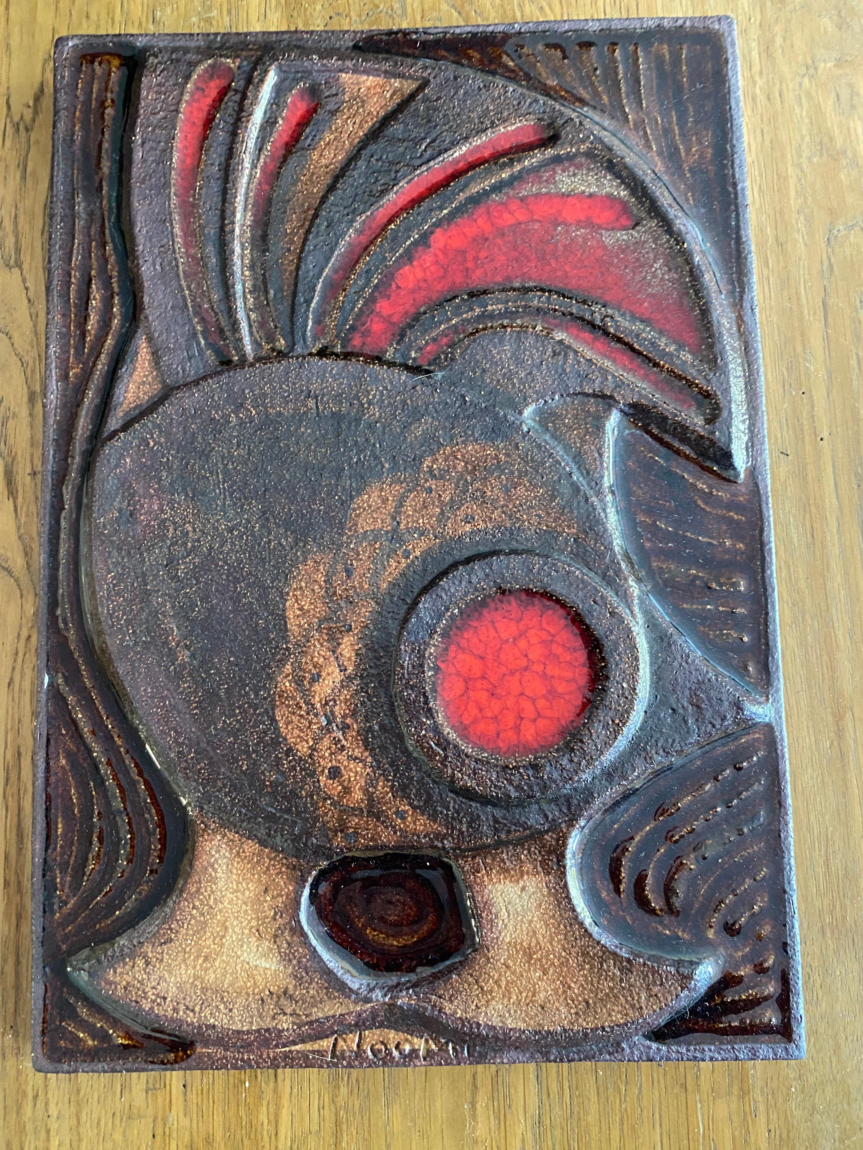 Placa de pared danesa de gres de mediados de siglo de Noomi Backhausen para Soholm Pottery Danés en venta