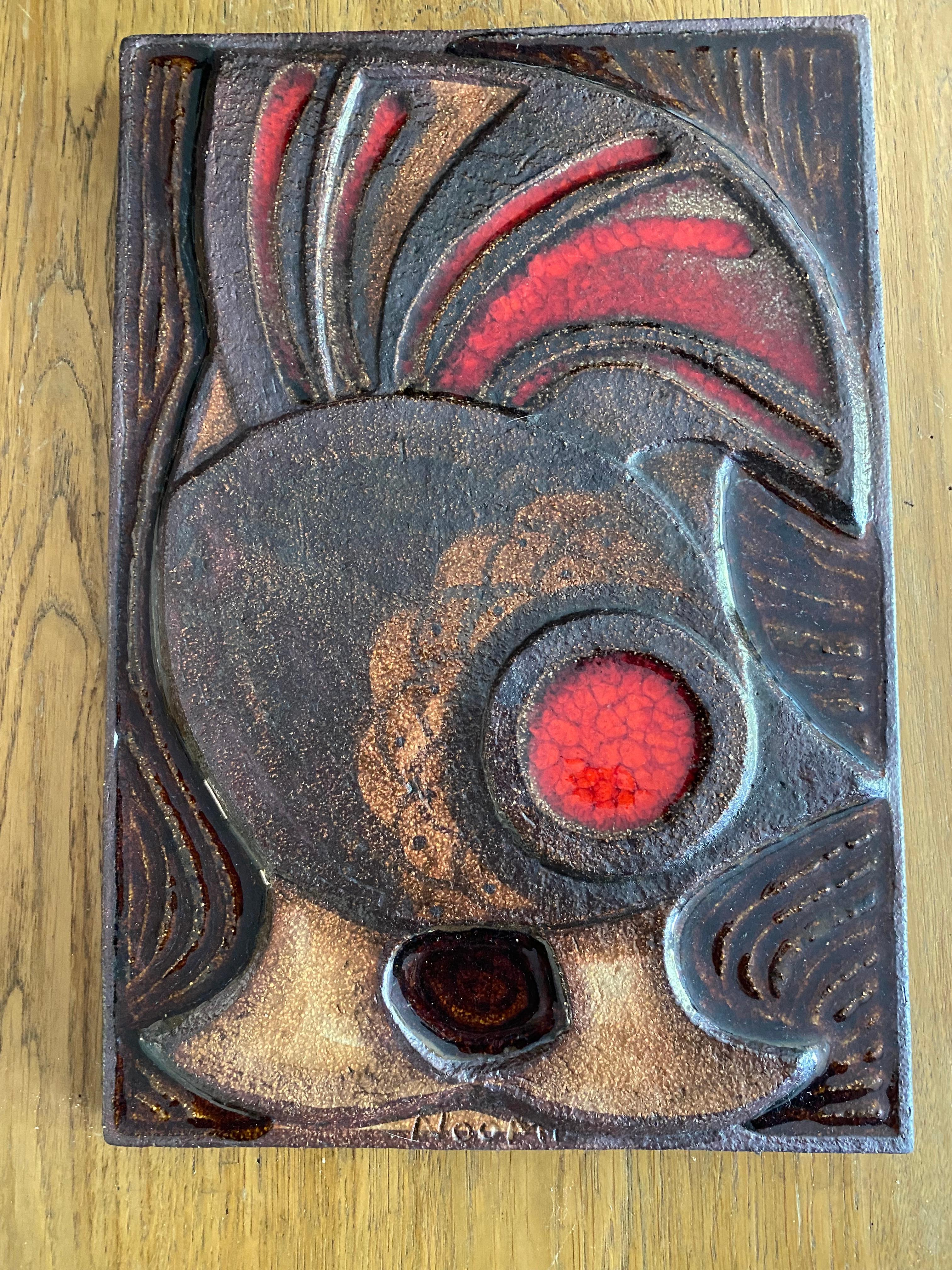 Placa de pared danesa de gres de mediados de siglo de Noomi Backhausen para Soholm Pottery Esmaltado en venta