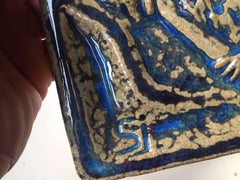 Placa de pared danesa de gres de mediados de siglo con búhos de Sven Aage Jensen, Soholm