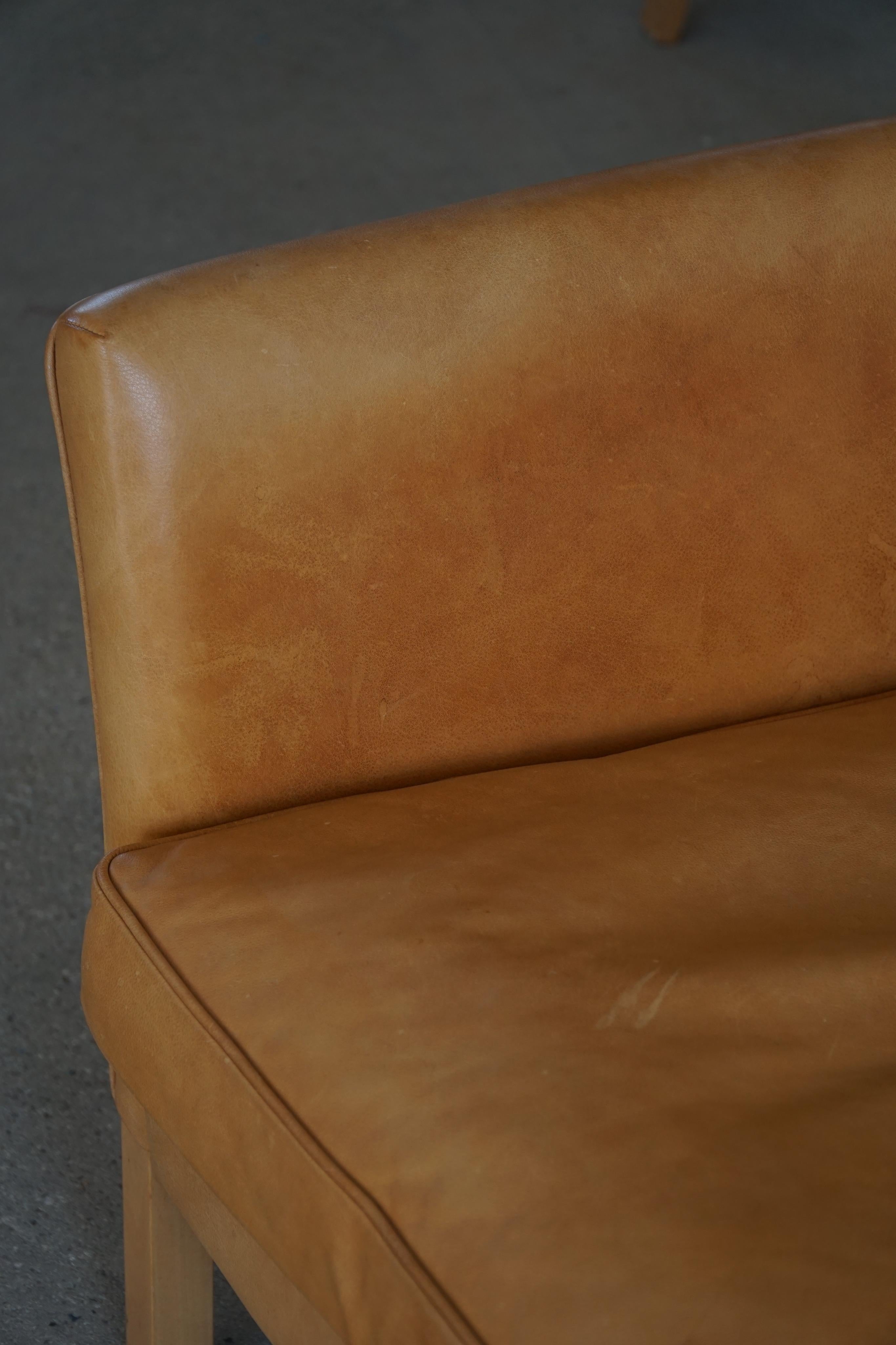 Danish Midcentury Stouby 3-Seater Sofa in Cognac Brown Leather, Made in 1970s For Sale 9