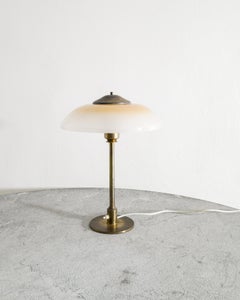 Danish Mid Century Table Desk Lamp in Brass & Glass by Fog & Mørup Denmark 1950s