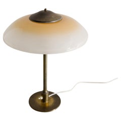 Danish Mid Century Table Desk Lamp in Brass & Glass by Fog & Mørup Denmark 1950s
