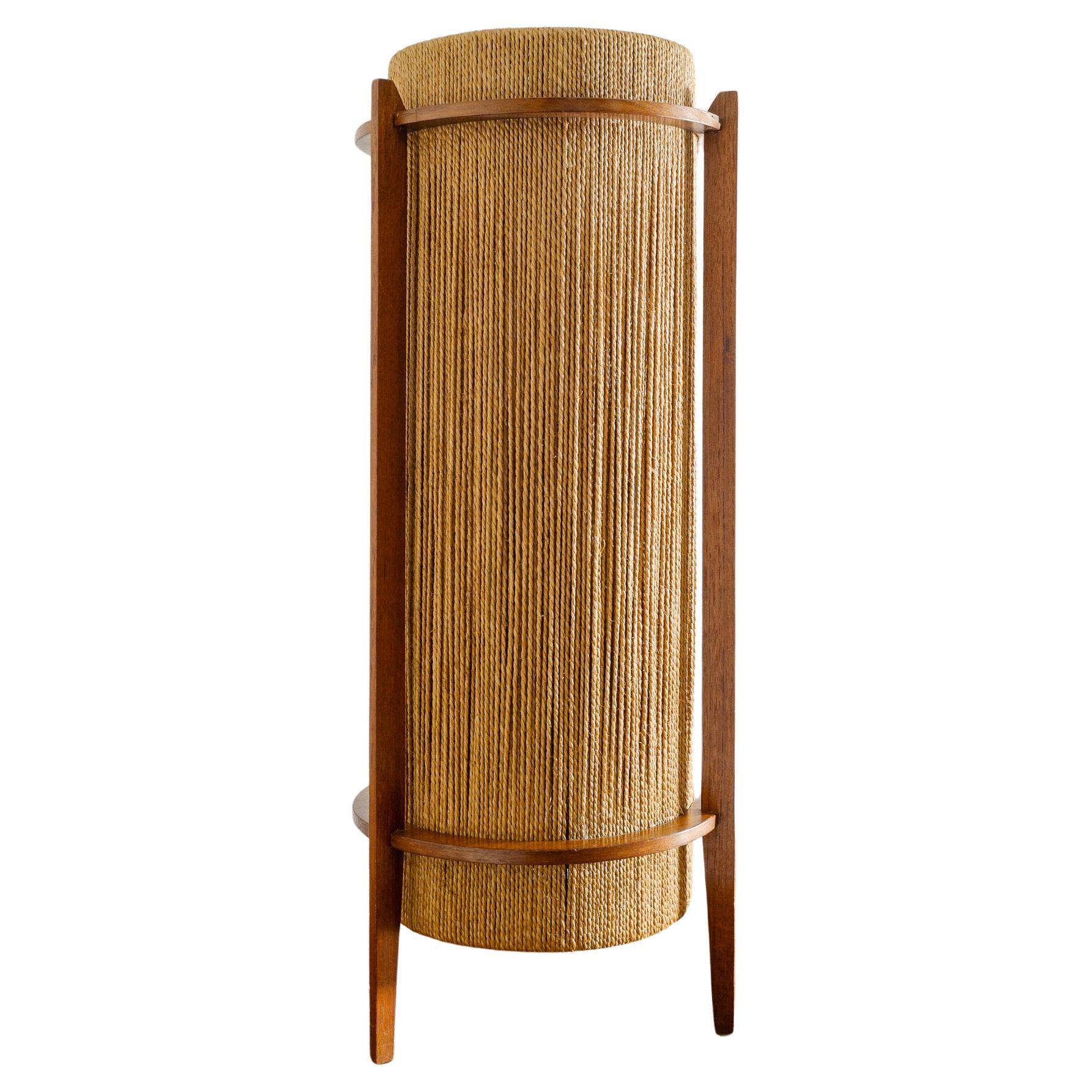 Danish Mid Century Table / Floor Lamp in Teak Wood & Hemp by Ib Fabiansen 1950s  For Sale