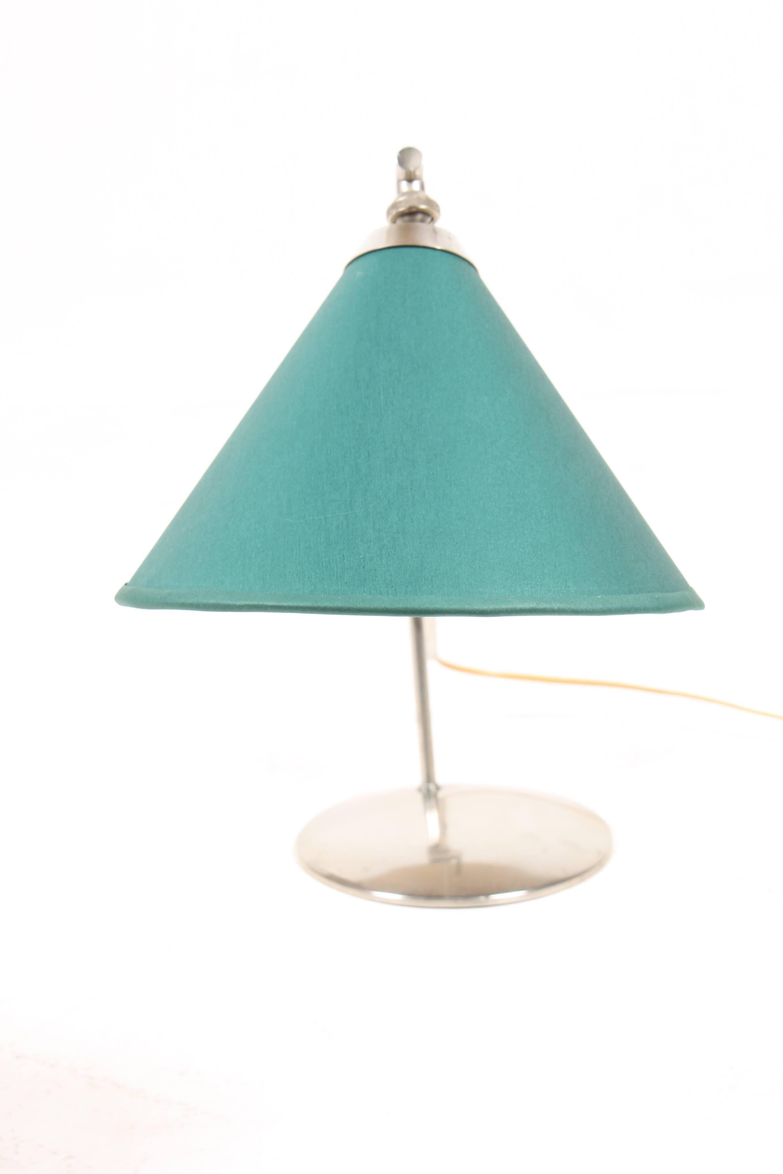 Danish Midcentury Table Lamp in Chromed Metal by Poul Dinesen 1