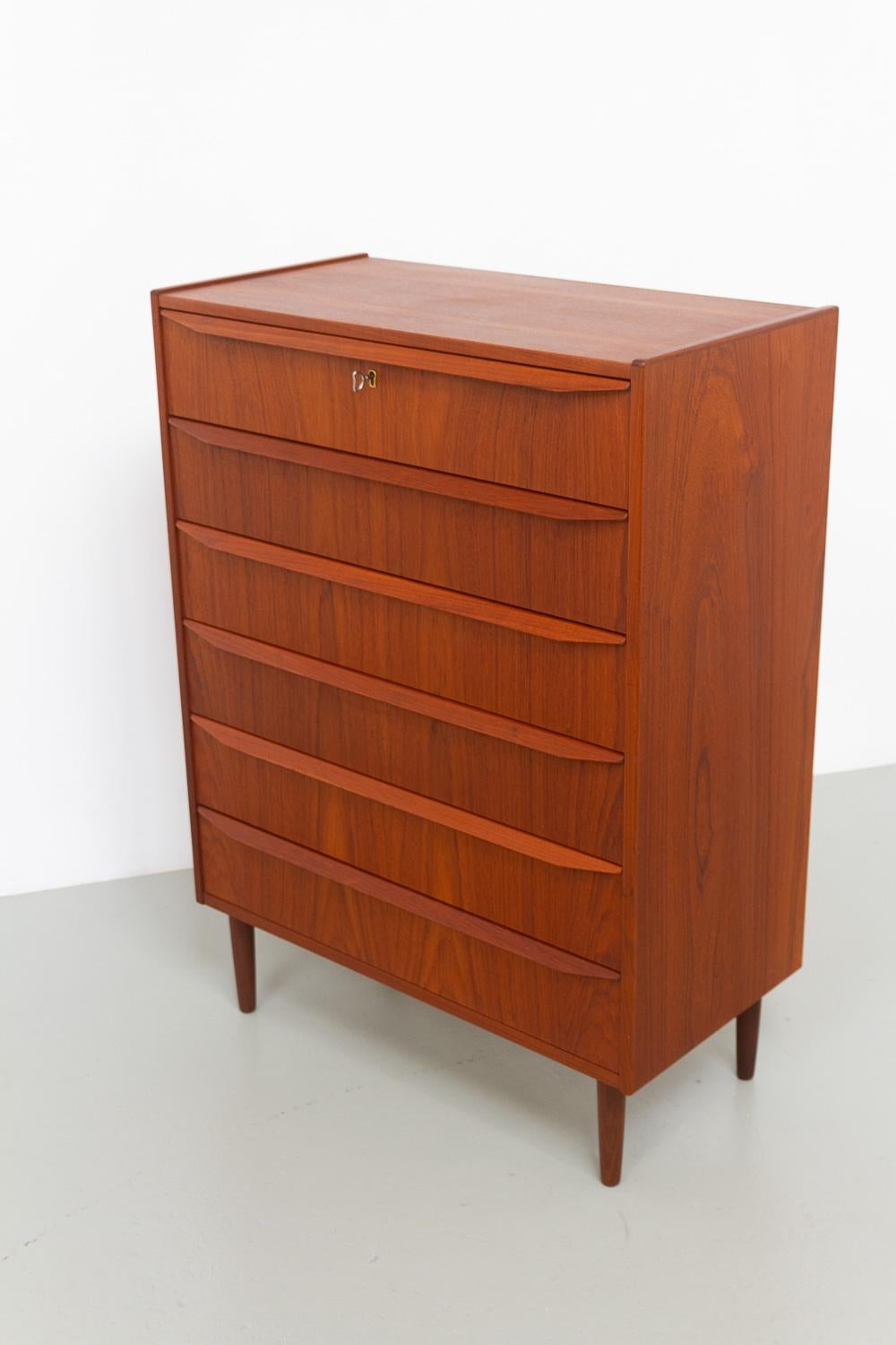 Danish Mid-Century Tall Teak Dresser, 1960s. For Sale 13