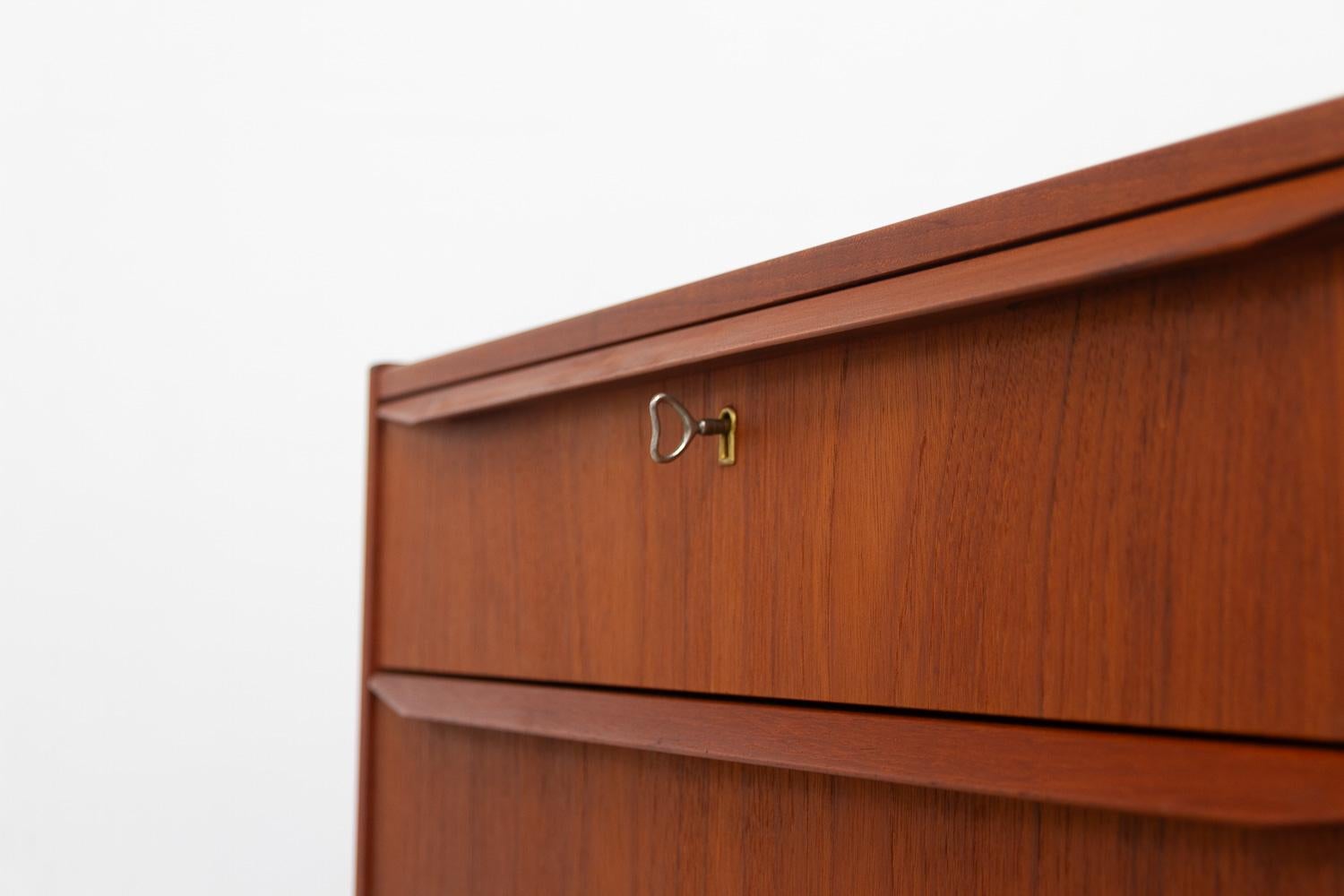 Danish Mid-Century Tall Teak Dresser, 1960s. For Sale 14