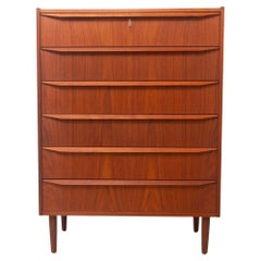 Danish Mid-Century Tall Teak Dresser, 1960s.