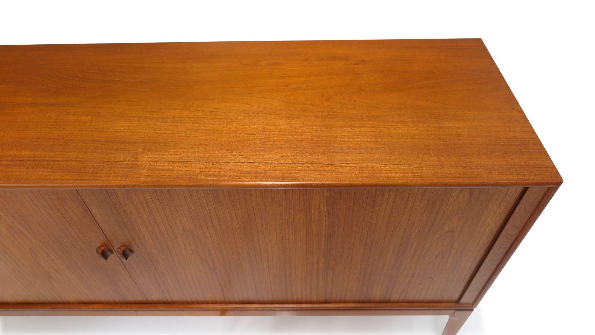 Danish Mid-century Tambour Door Teak Credenza For Sale 1