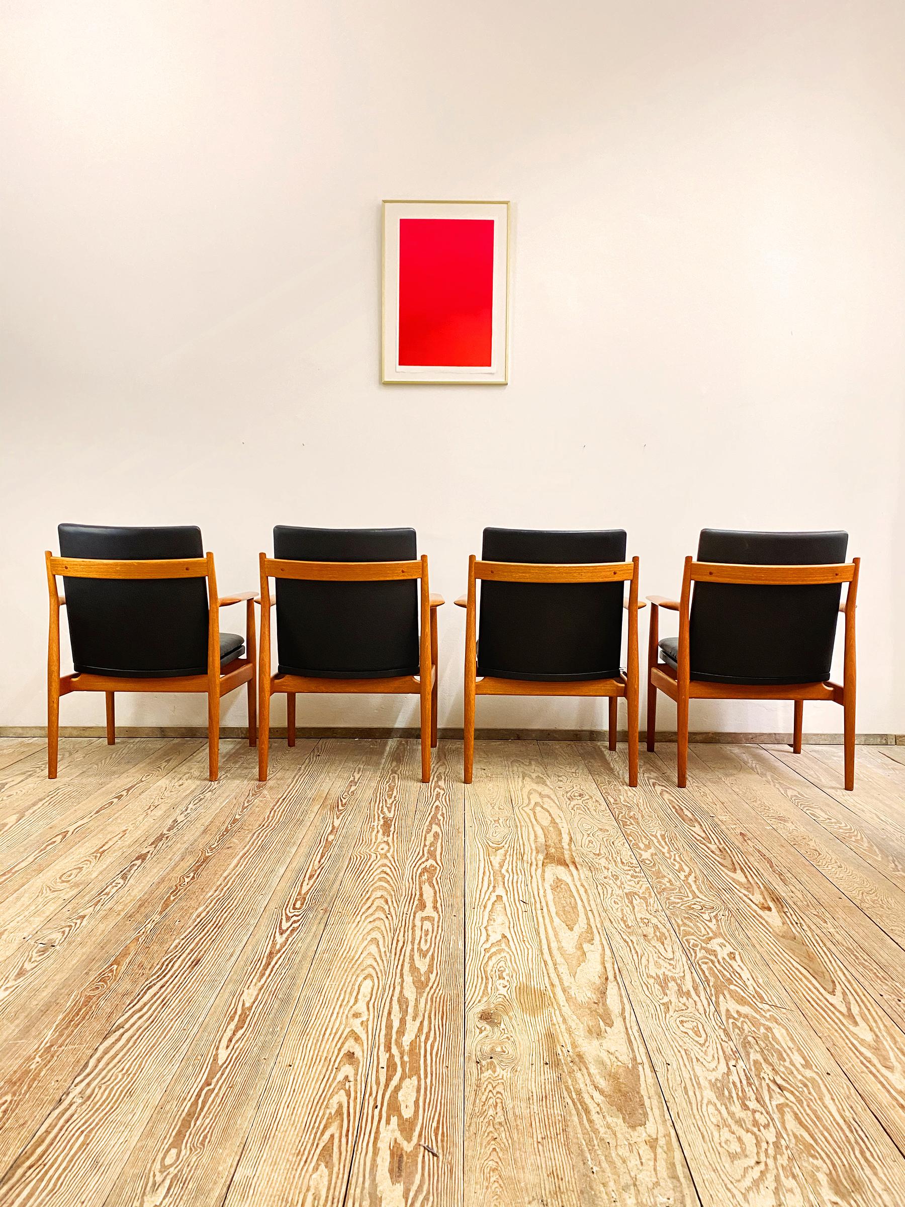 Mid-Century Modern Danish Mid Century Teak Armrest Dining Chairs, Model 431 by Arne Vodder, Sibast