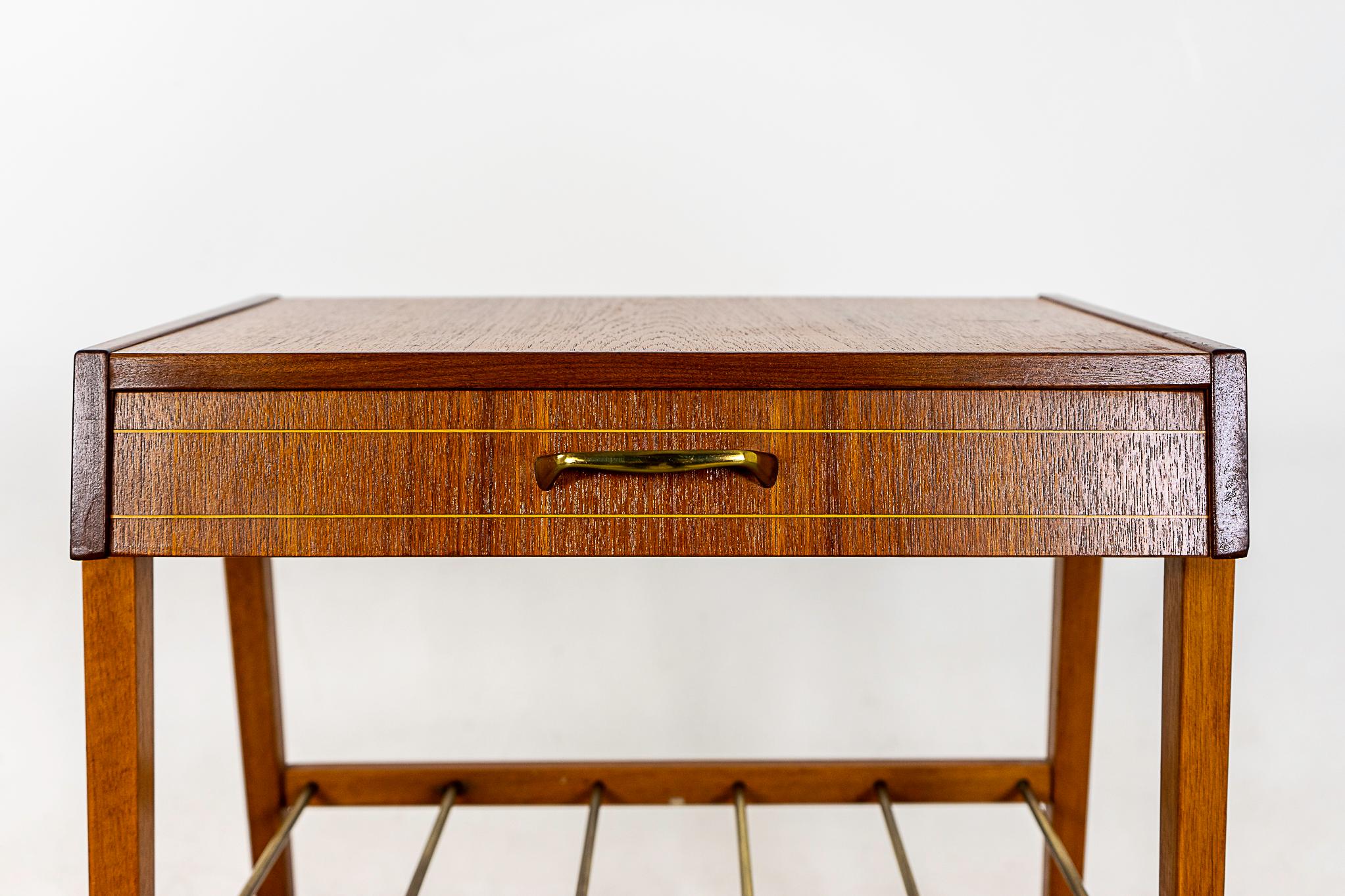 Veneer Danish Midcentury Teak Bedside Table Nightstand For Sale