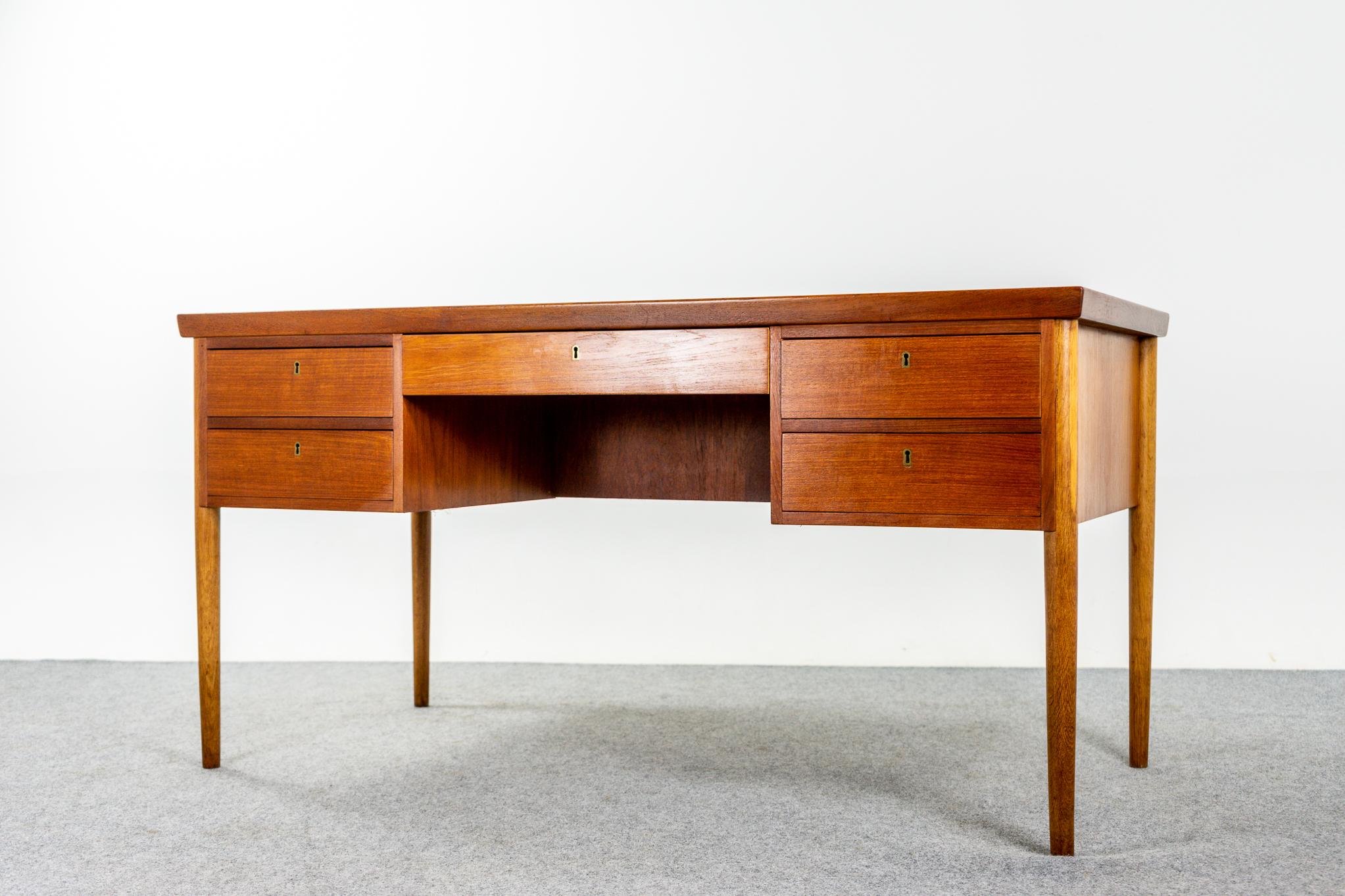 Scandinavian Modern Danish Mid Century Teak & Beech Writing Desk