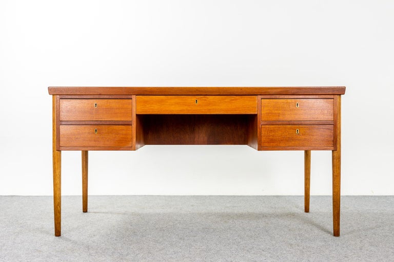 Danish Mid Century Teak and Beech Writing Desk For Sale at 1stDibs