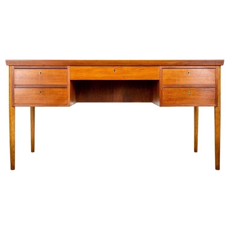 Danish Mid Century Teak and Beech Writing Desk For Sale at 1stDibs