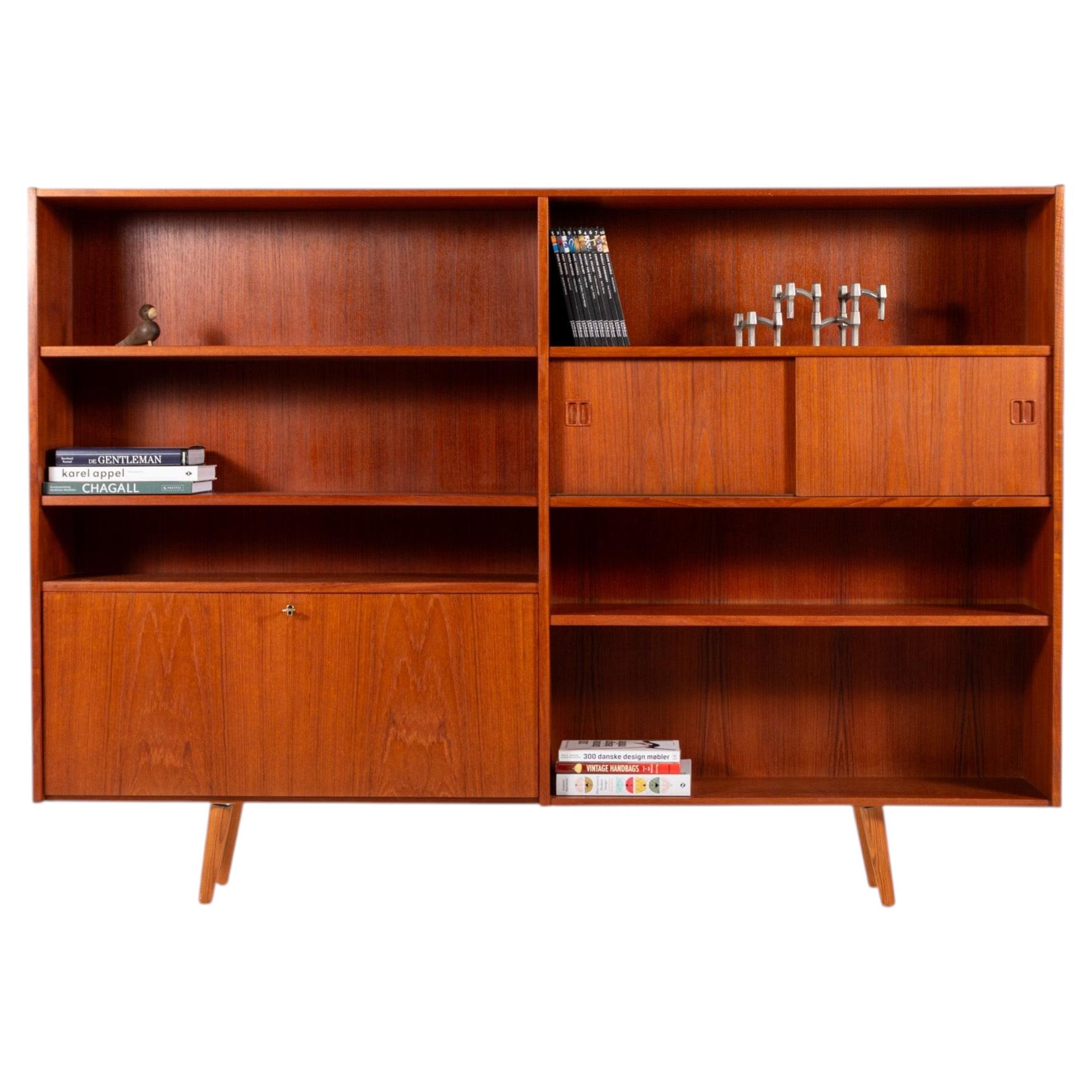 Danish Mid-Century Modern Teak Bookcase, Two-Section Design, 1960s