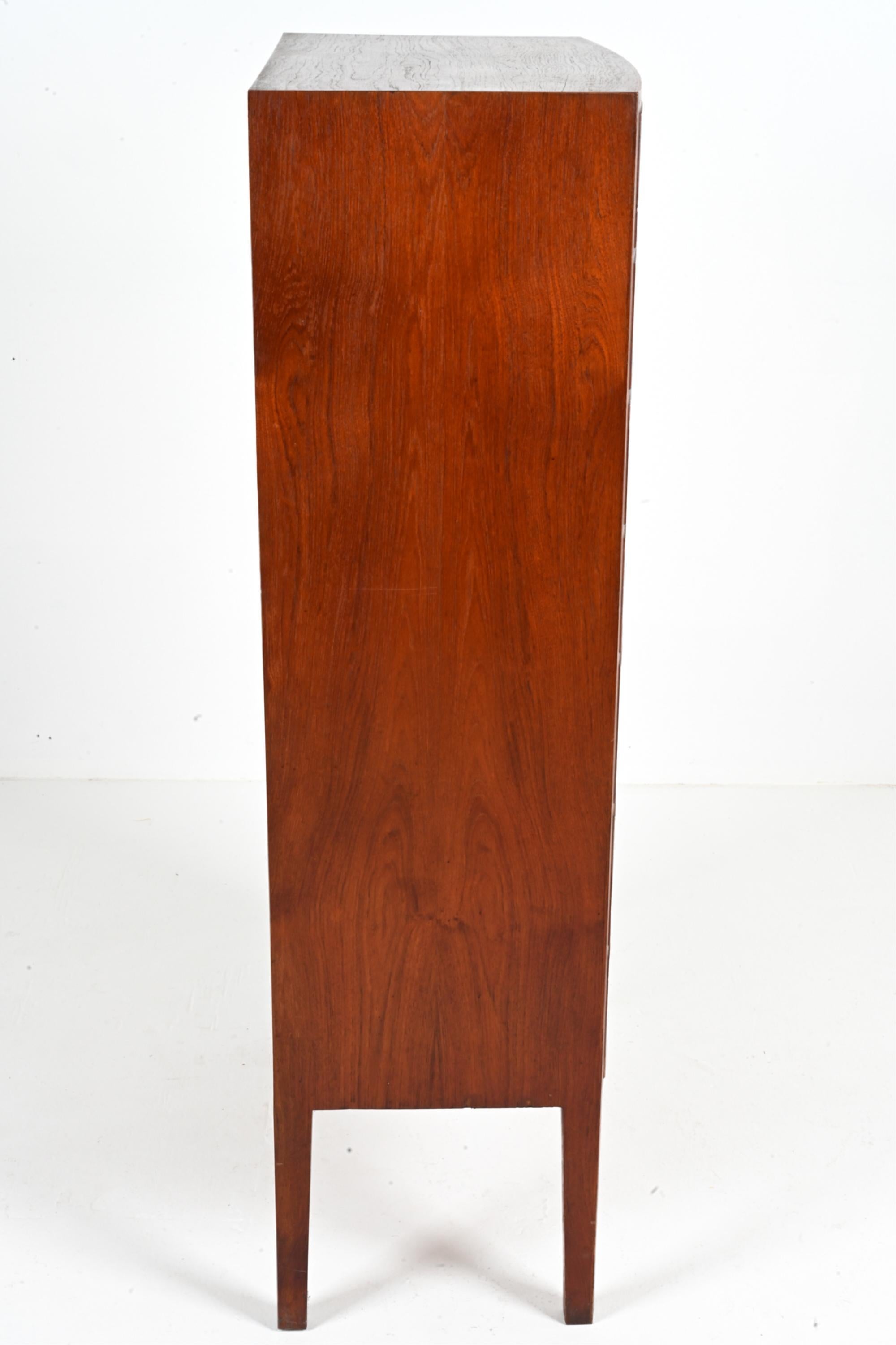 Danish Mid-Century Teak Bow-Front Tallboy Chest Attributed to Ole Wanscher For Sale 8