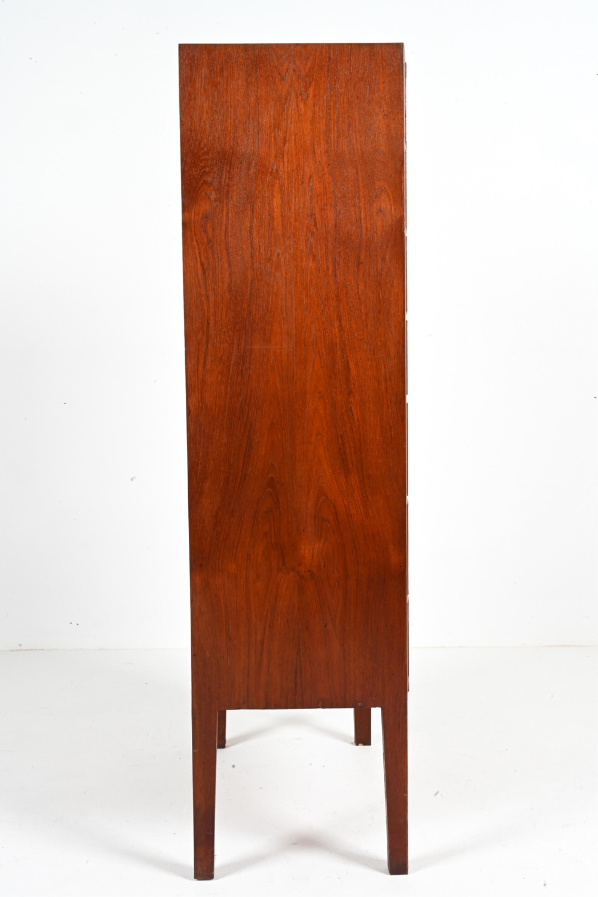 Danish Mid-Century Teak Bow-Front Tallboy Chest Attributed to Ole Wanscher For Sale 9