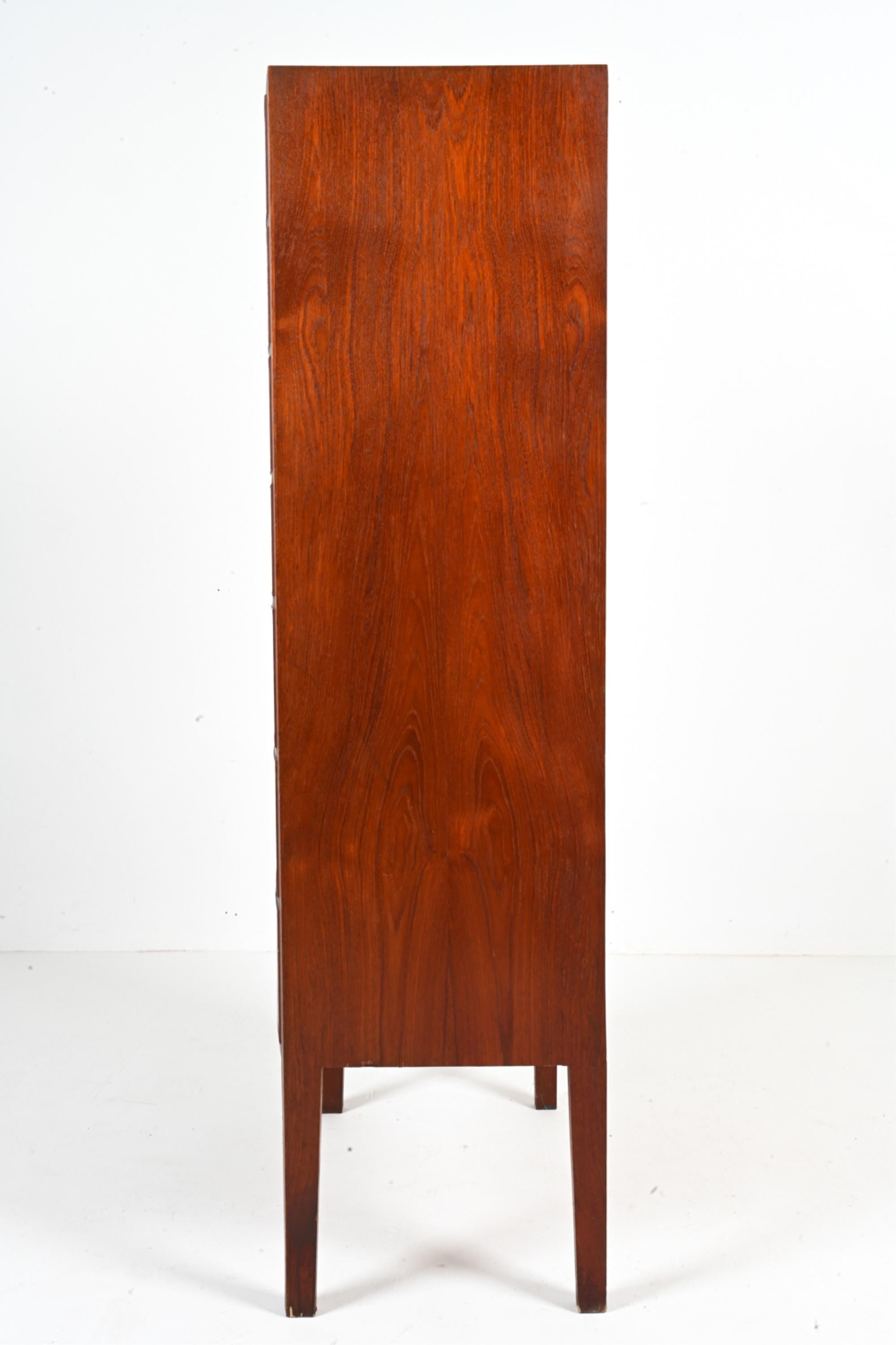 Danish Mid-Century Teak Bow-Front Tallboy Chest Attributed to Ole Wanscher For Sale 3