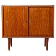Danish Mid Century Teak Cabinet with Sliding Doors, 1960s