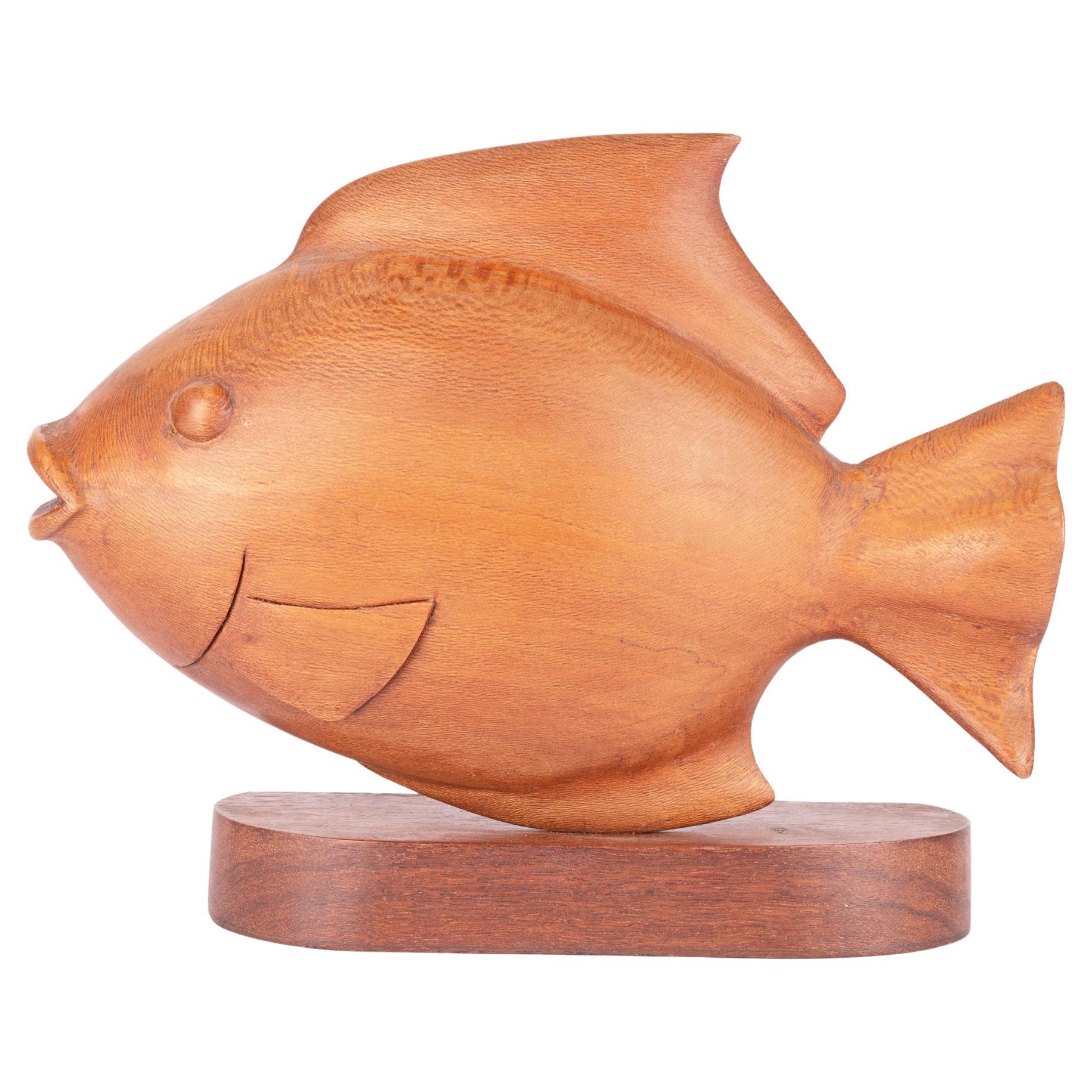 Danish Mid-Century Teak Carved Model of a Fish For Sale