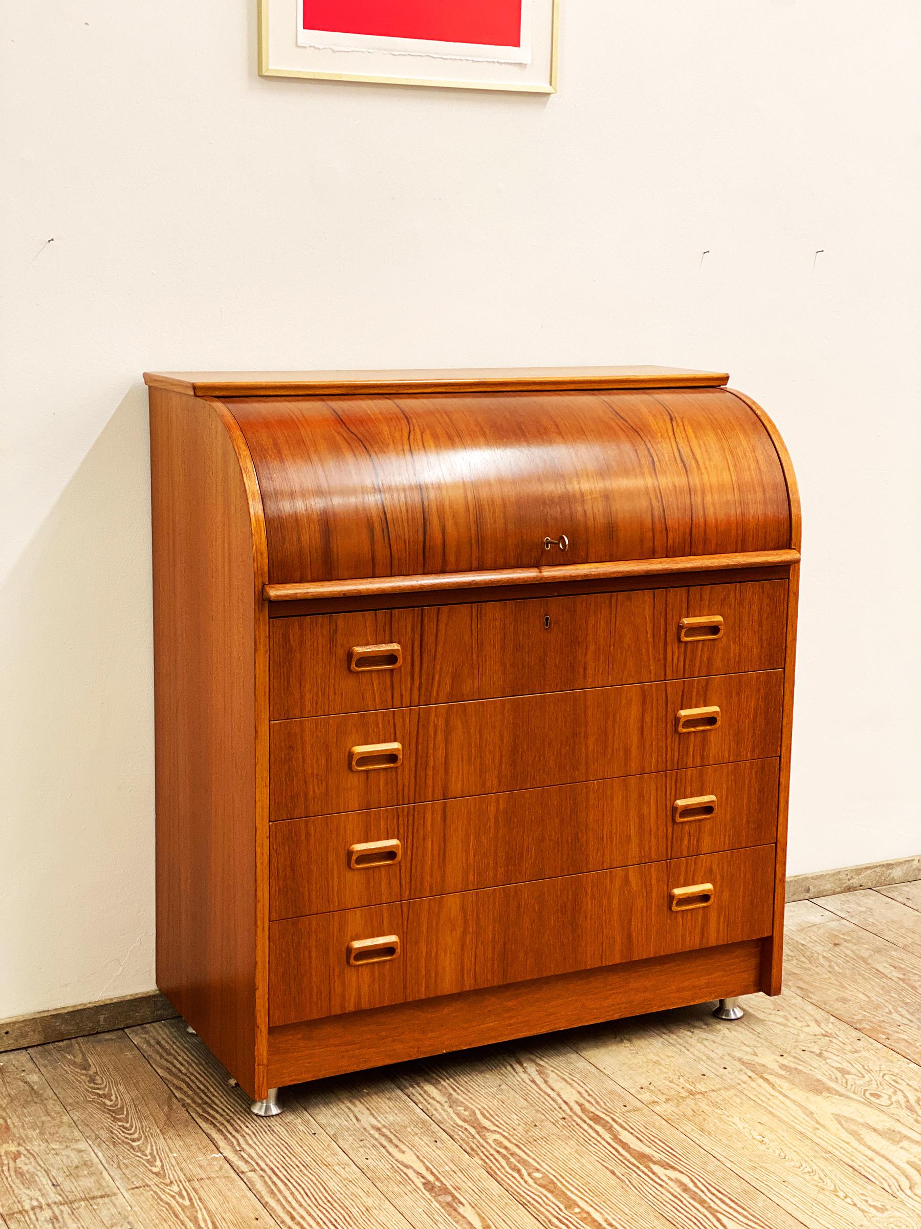 Danish Mid-Century Teak Chest Drawers, Secretaire ore Writing Cabinet, 1950s For Sale 10