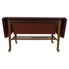 Danish Mid-Century Teak Drop-Leaf Coffee Table with Double-Sided Drawer