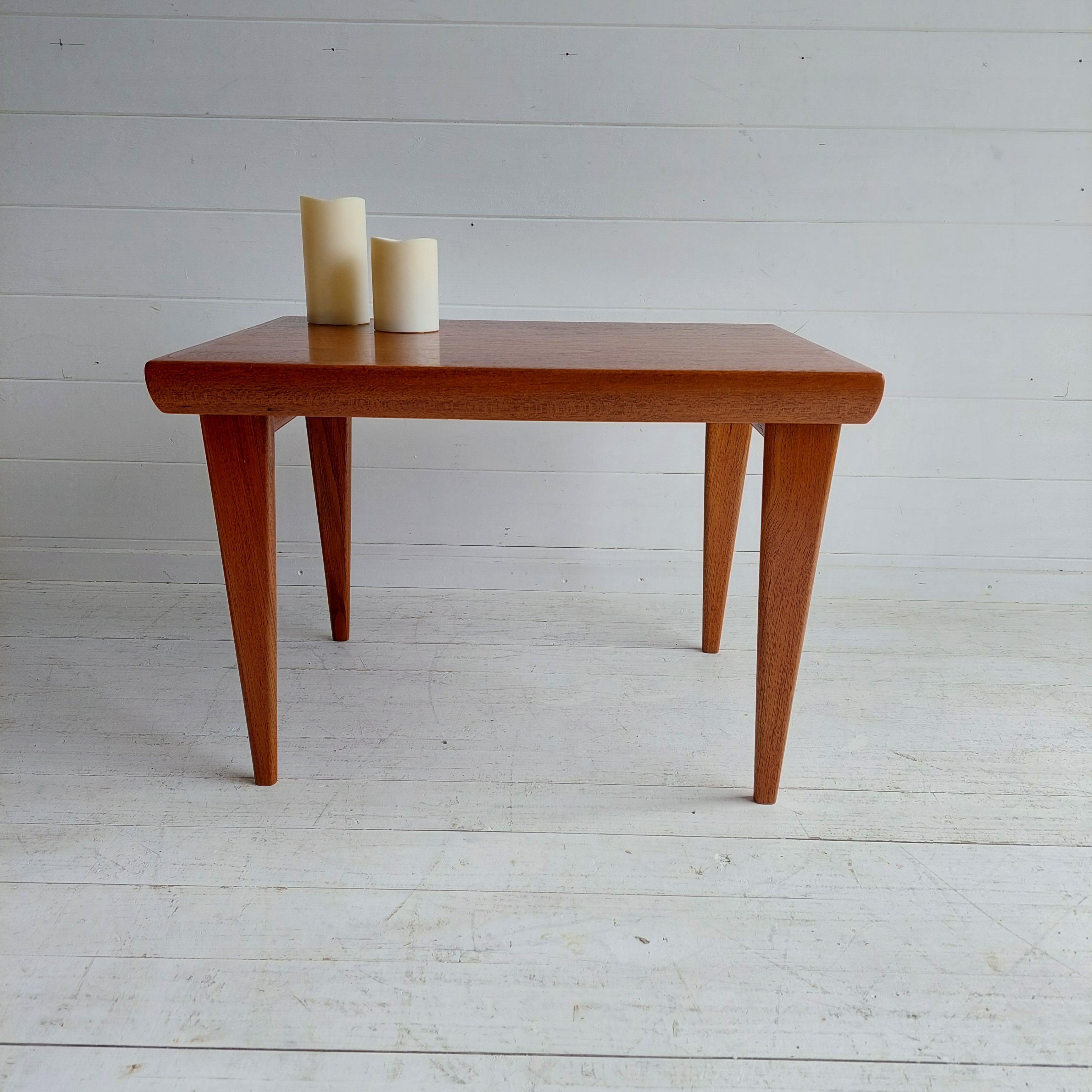 Danish Mid Century Teak Foldable Side Table By Johannes Andersen For Trioh 60s In Good Condition In Leamington Spa, GB