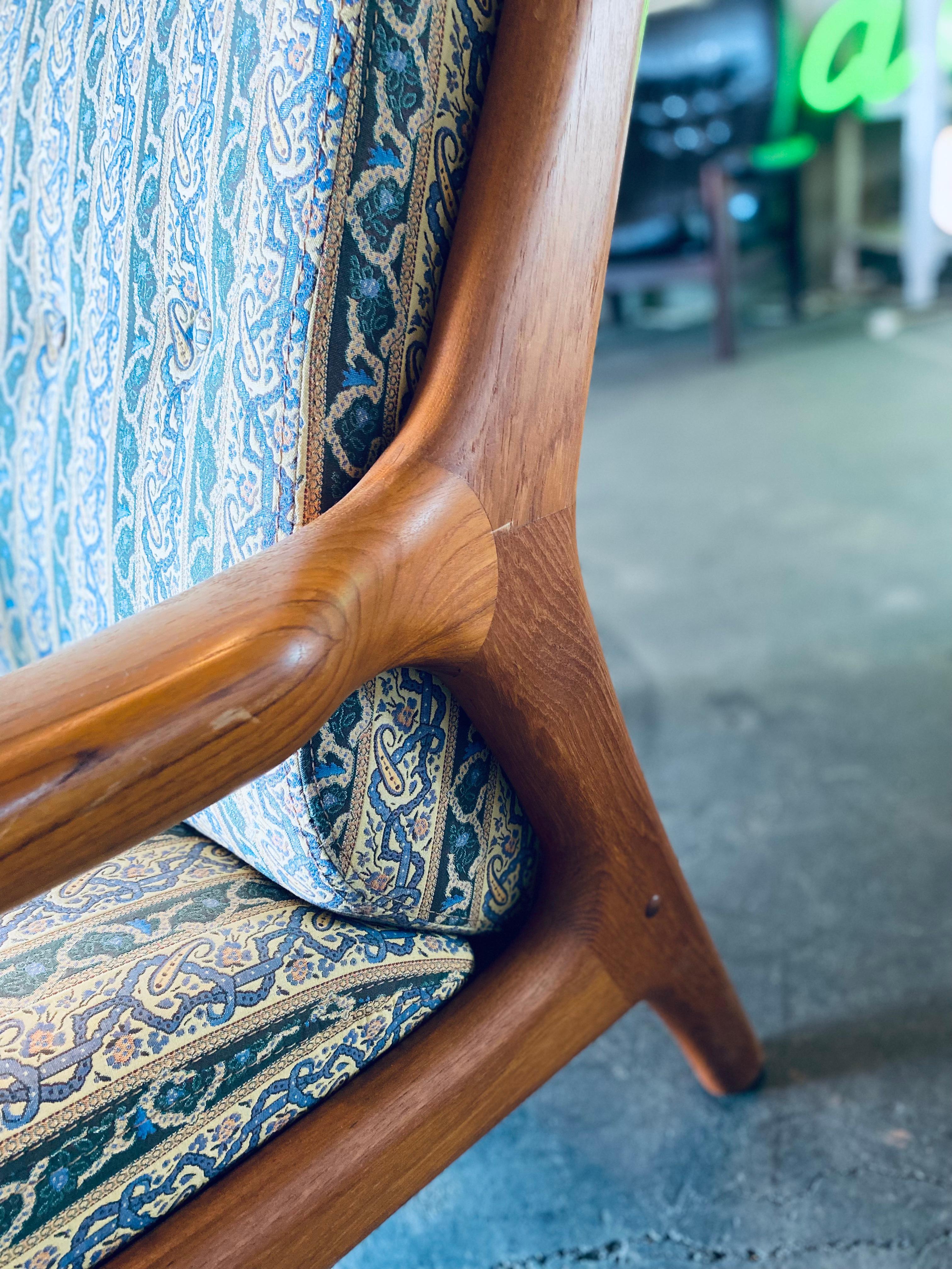 Danish Mid-Century Teak High Back Lounge Chair by Gustav Thams. For Sale 7