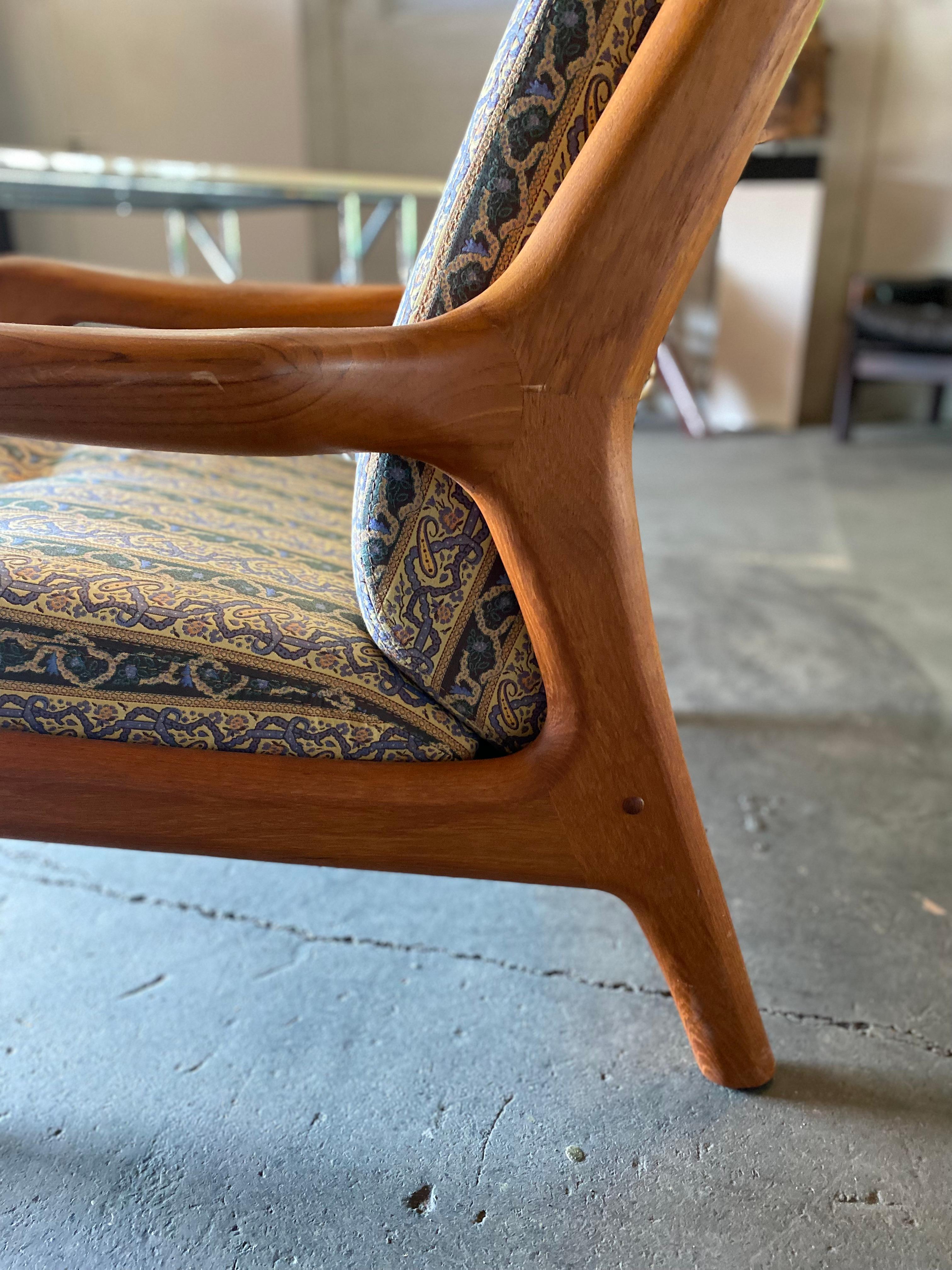 Danish Mid-Century Teak High Back Lounge Chair by Gustav Thams. For Sale 8