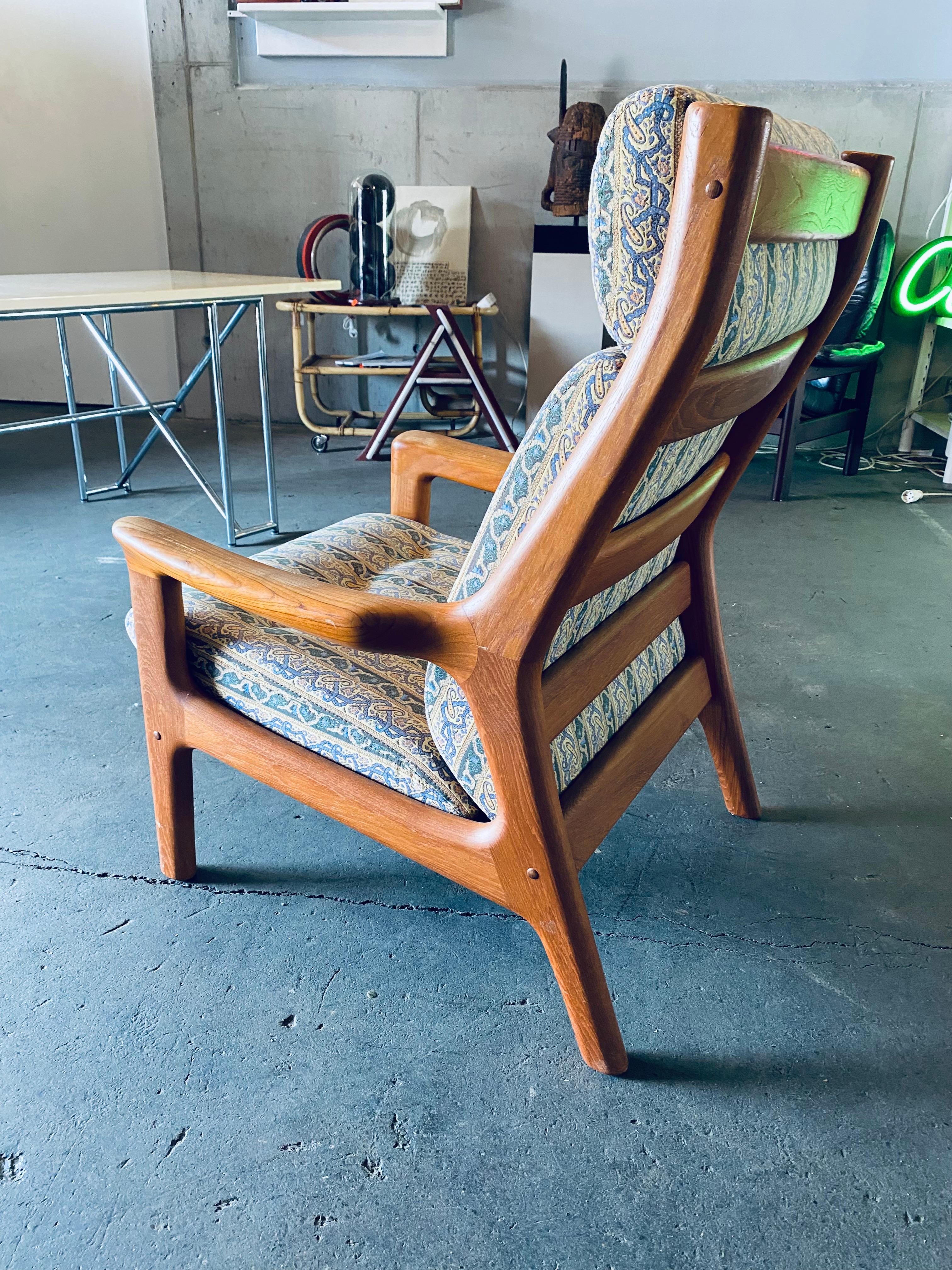 Mid-20th Century Danish Mid-Century Teak High Back Lounge Chair by Gustav Thams. For Sale