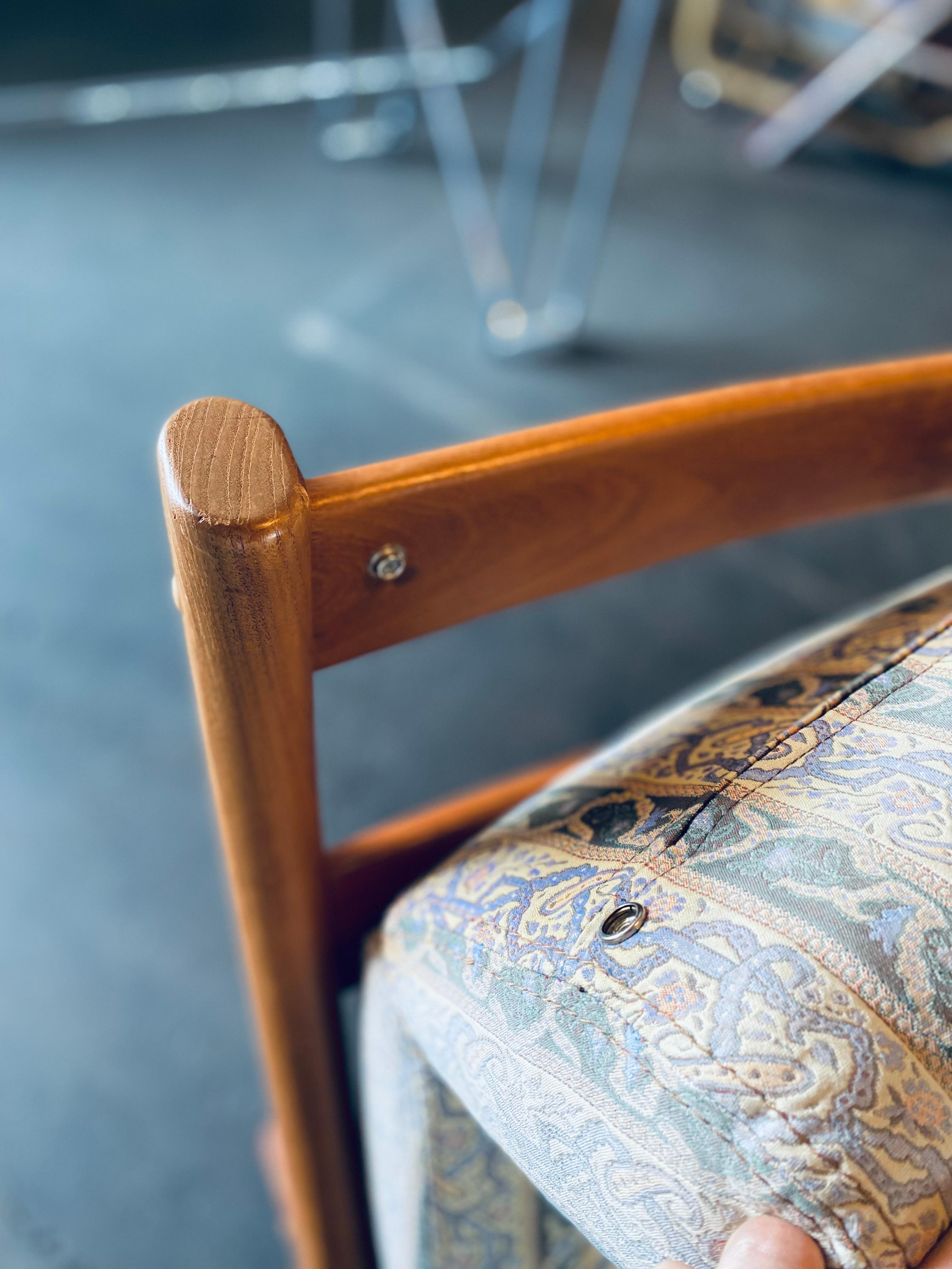 Upholstery Danish Mid-Century Teak High Back Lounge Chair by Gustav Thams. For Sale