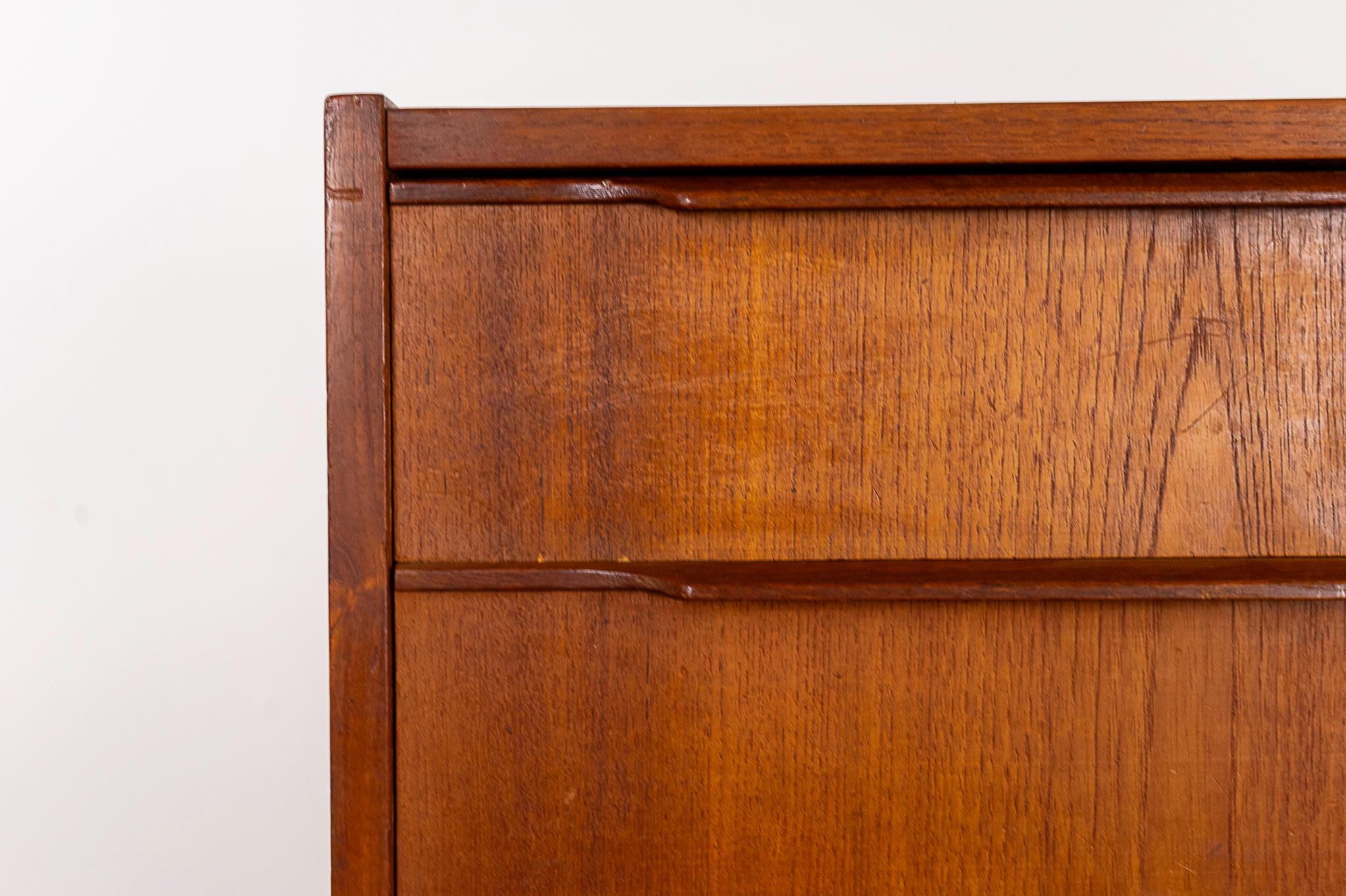 Scandinavian Modern Danish Mid-Century Teak Highboy Dresser For Sale