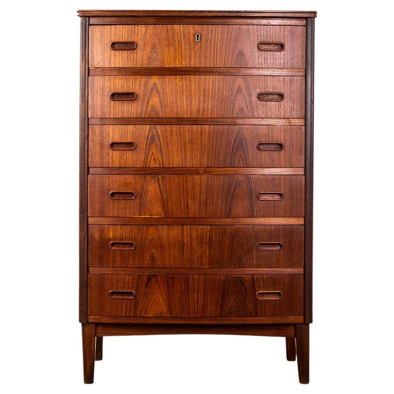 Danish Mid Century Teak Highboy Dresser For Sale at 1stDibs