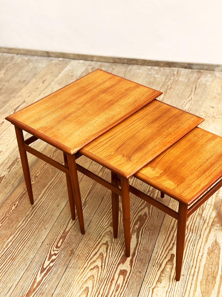 Danish Mid Century Teak Nesting or Stacking Tables, Denmark, 1950er at ...