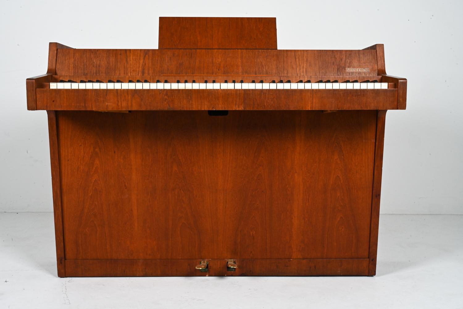 Danish Mid-Century Teak Pianette by Louis Zwicki, c. 1960's In Good Condition For Sale In Norwalk, CT