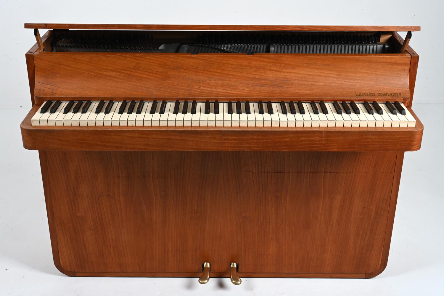 Danish Mid-Century Teak Pianette by Louis Zwicki, c. 1960's In Fair Condition For Sale In Norwalk, CT