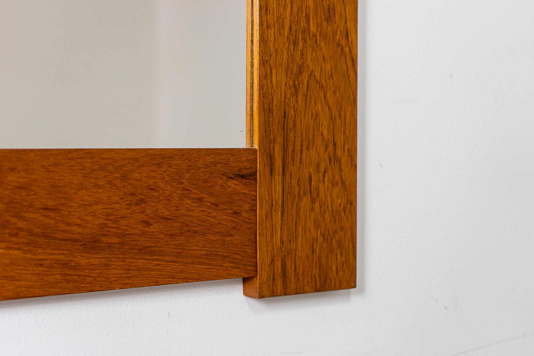 Veneer Danish Mid-Century Teak Rectangular Wall Mirror  For Sale