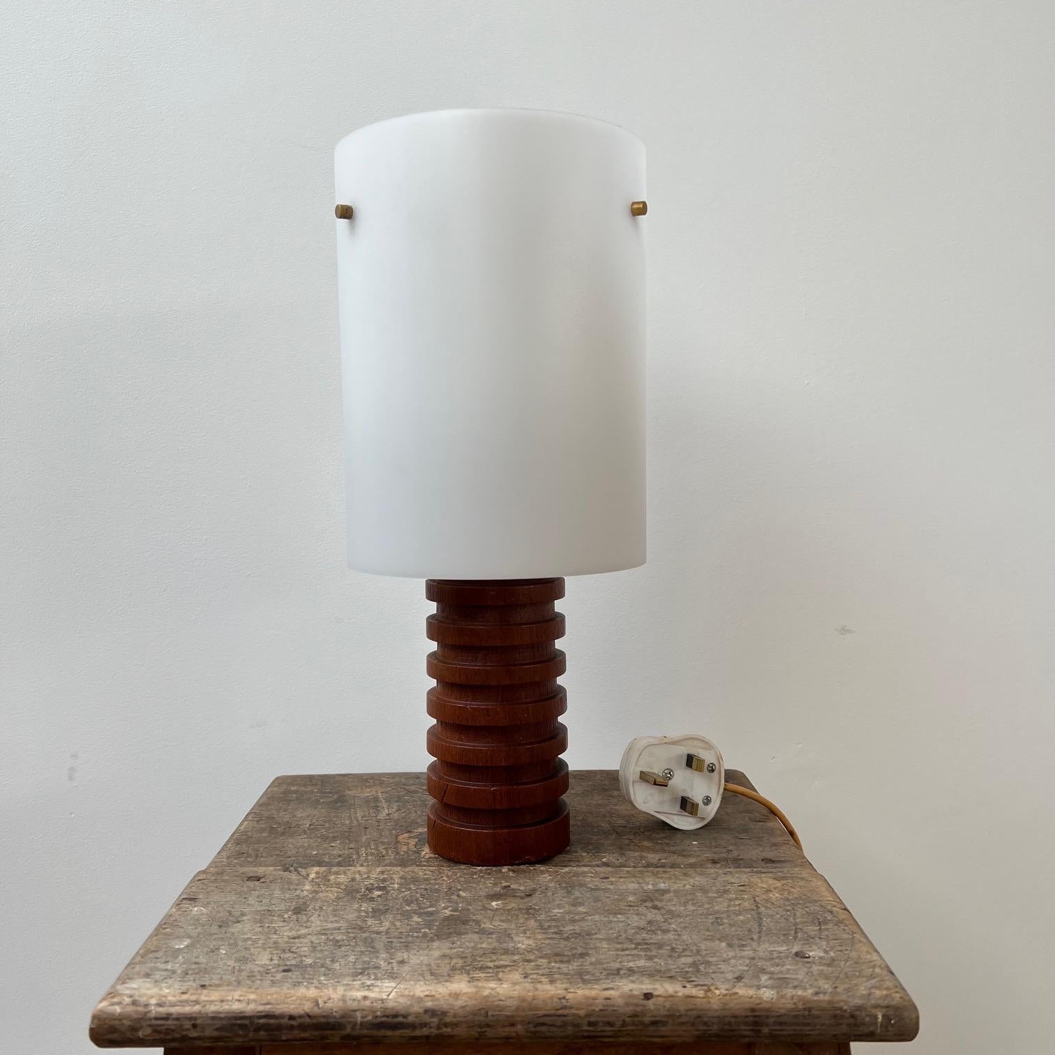 Danish Mid-Century Teak Ribbed Table Lamp 4