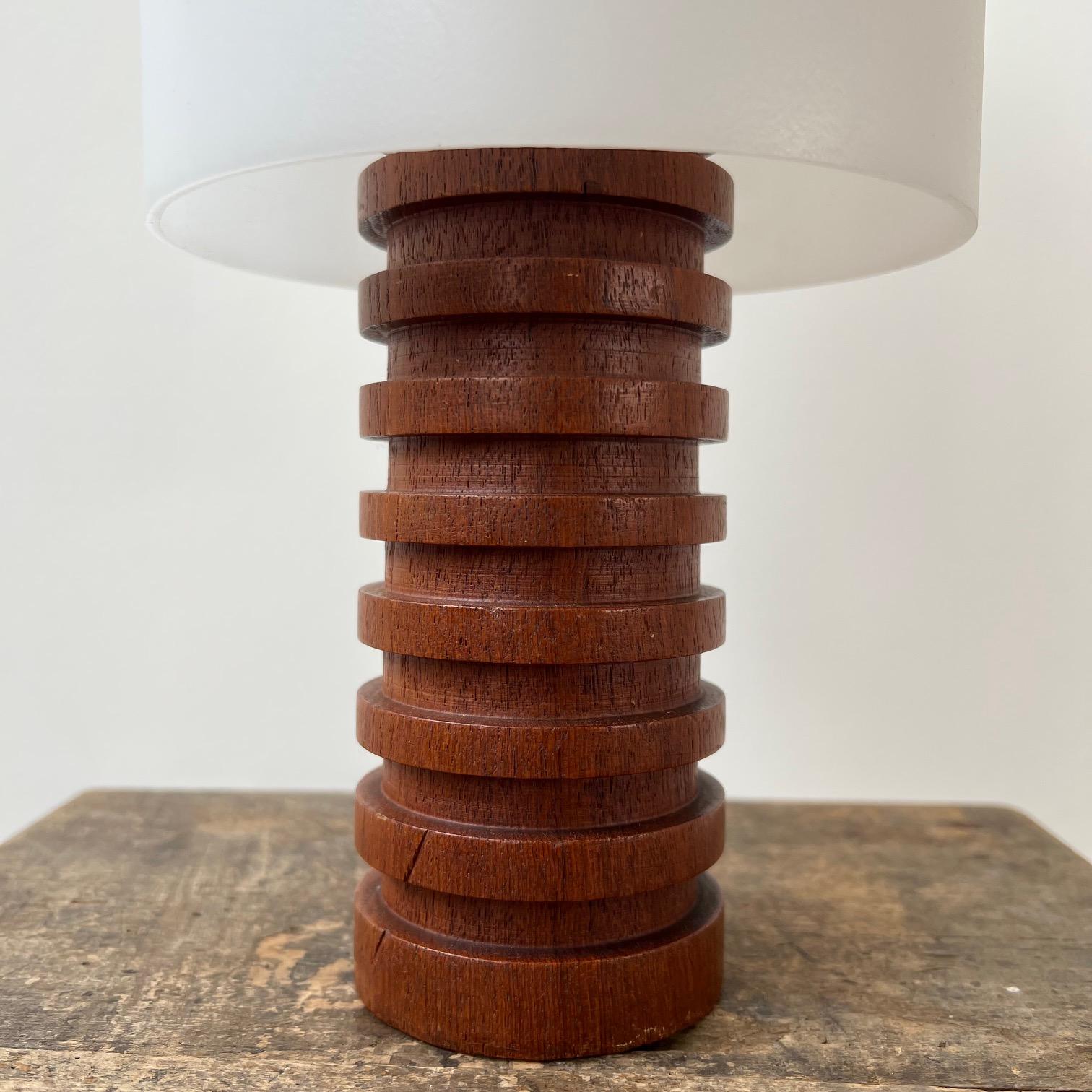 Mid-Century Modern Danish Mid-Century Teak Ribbed Table Lamp