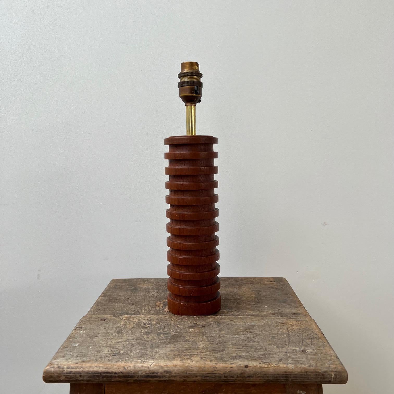 Danish Mid-Century Teak Ribbed Table Lamp 1