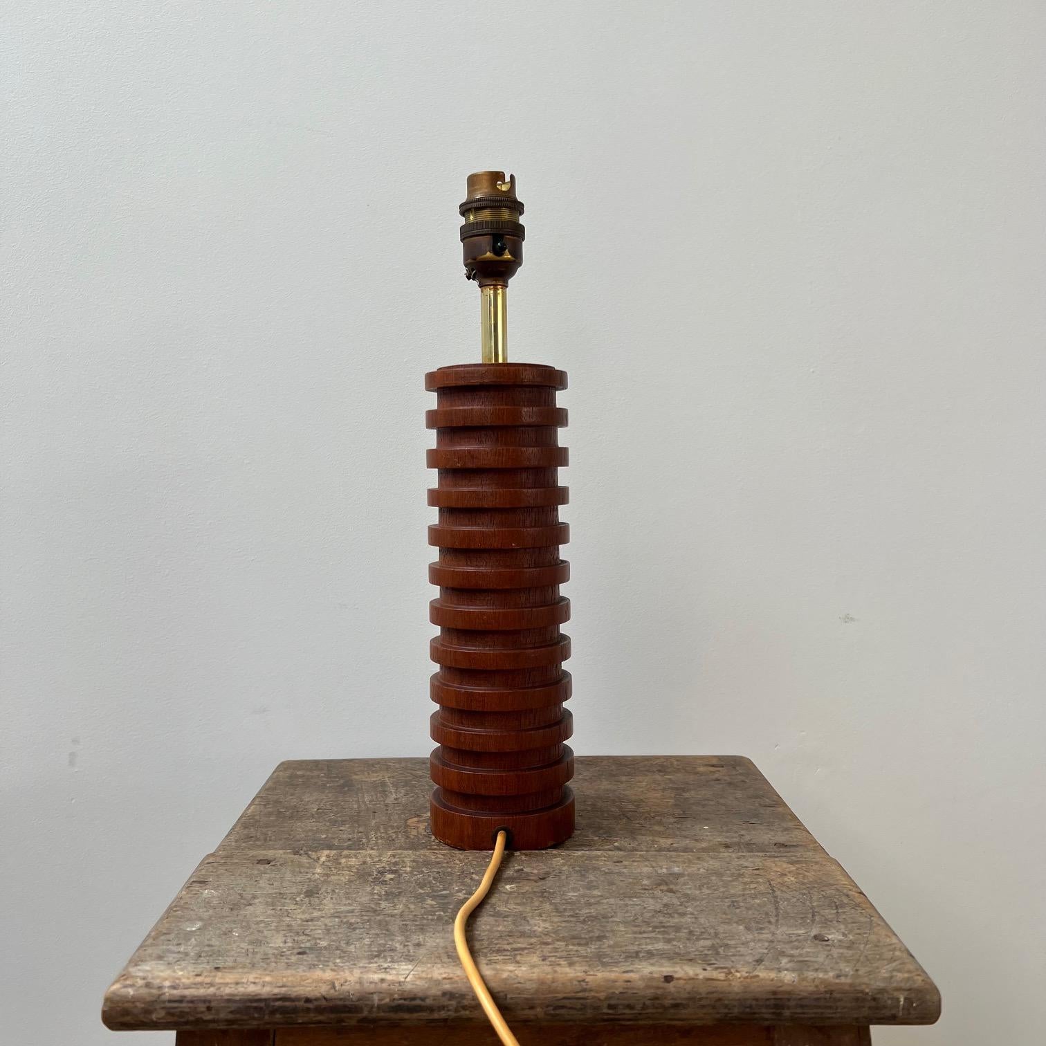 Danish Mid-Century Teak Ribbed Table Lamp 2